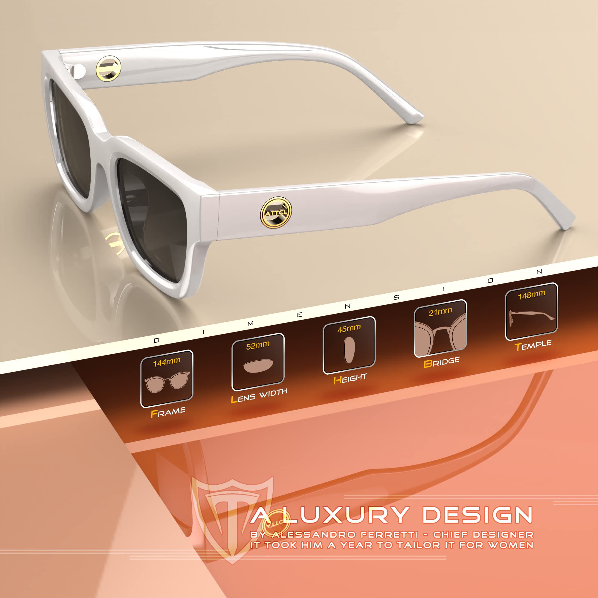ATTCL Polarized Sunglasses for Women Men Fashion Trendy Golden Circle Rectangle Sunglasses