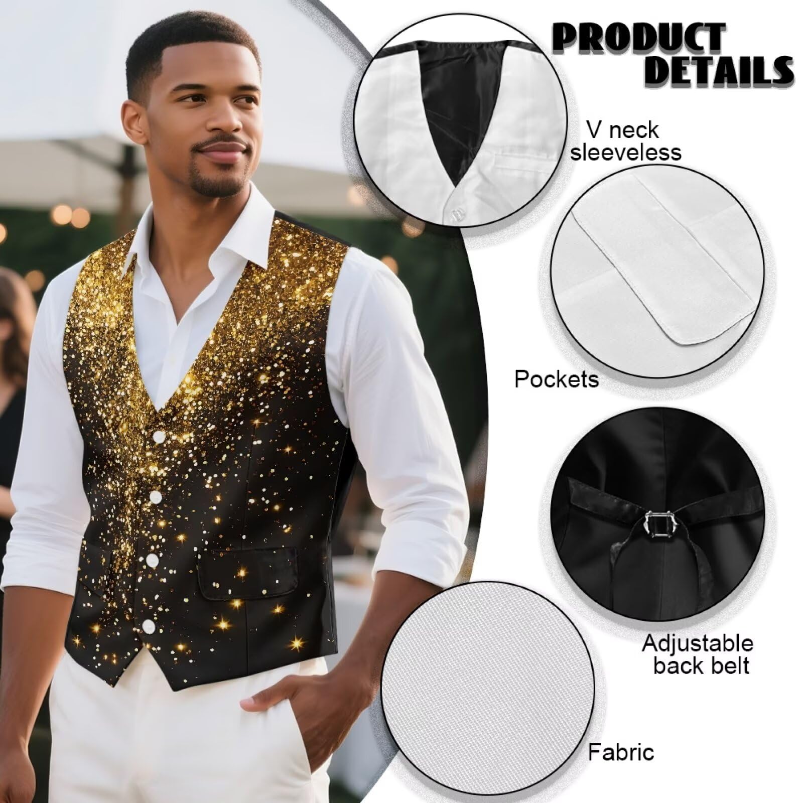 Chaleco de traje para hombre, vestido formal de negocios, ajustado, para trabajo, boda, chaleco con bolsillos para trajes de esmoquin