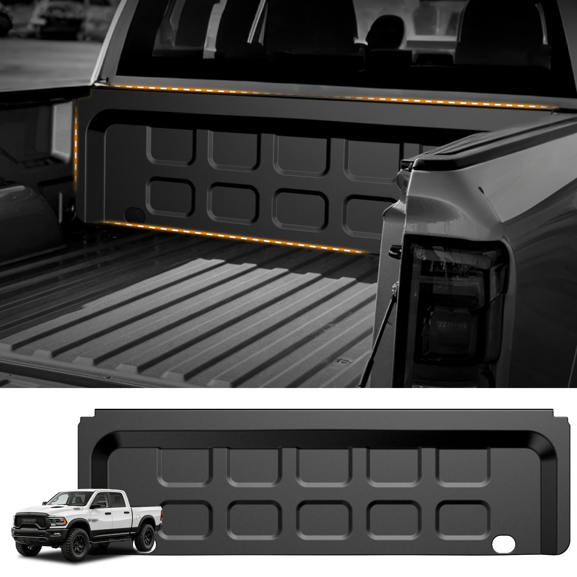 Front Bed Panel Protector Fit for 2013-2018 Ram 1500- Heavy Duty Truck Bed Bulkhead Guard for Dodge Ram 1500 Crew Cab/Quad Cab - All-Weather Protection Accessories