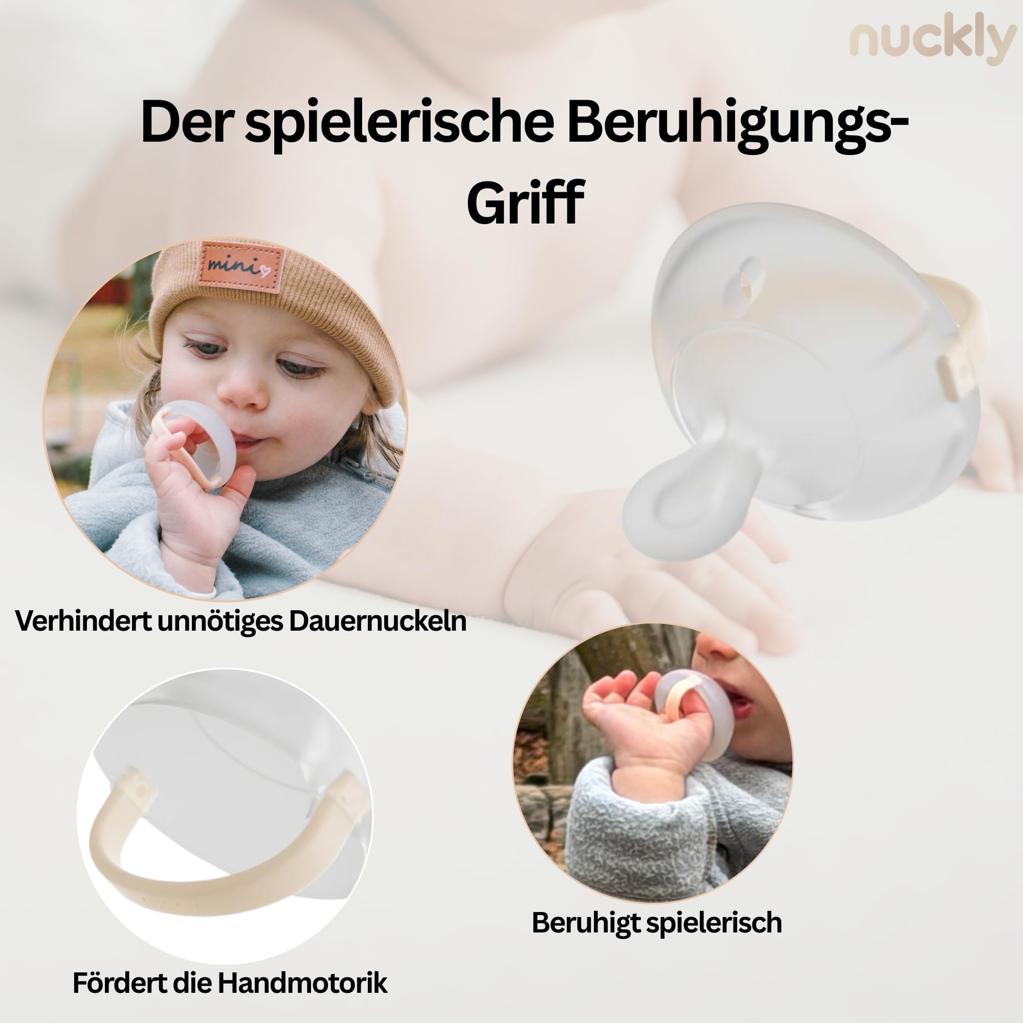 Nuckly NatureSense smoczek przypominający pierś, 1-24 miesięcy, nie zawiera BPA, silikon spożywczy, beżowy, 2 sztuki