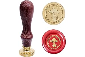 Mushroom Wreath Wax Seal Stamp, Nature Sealing Stamper with Wooden Handle for Envelopes