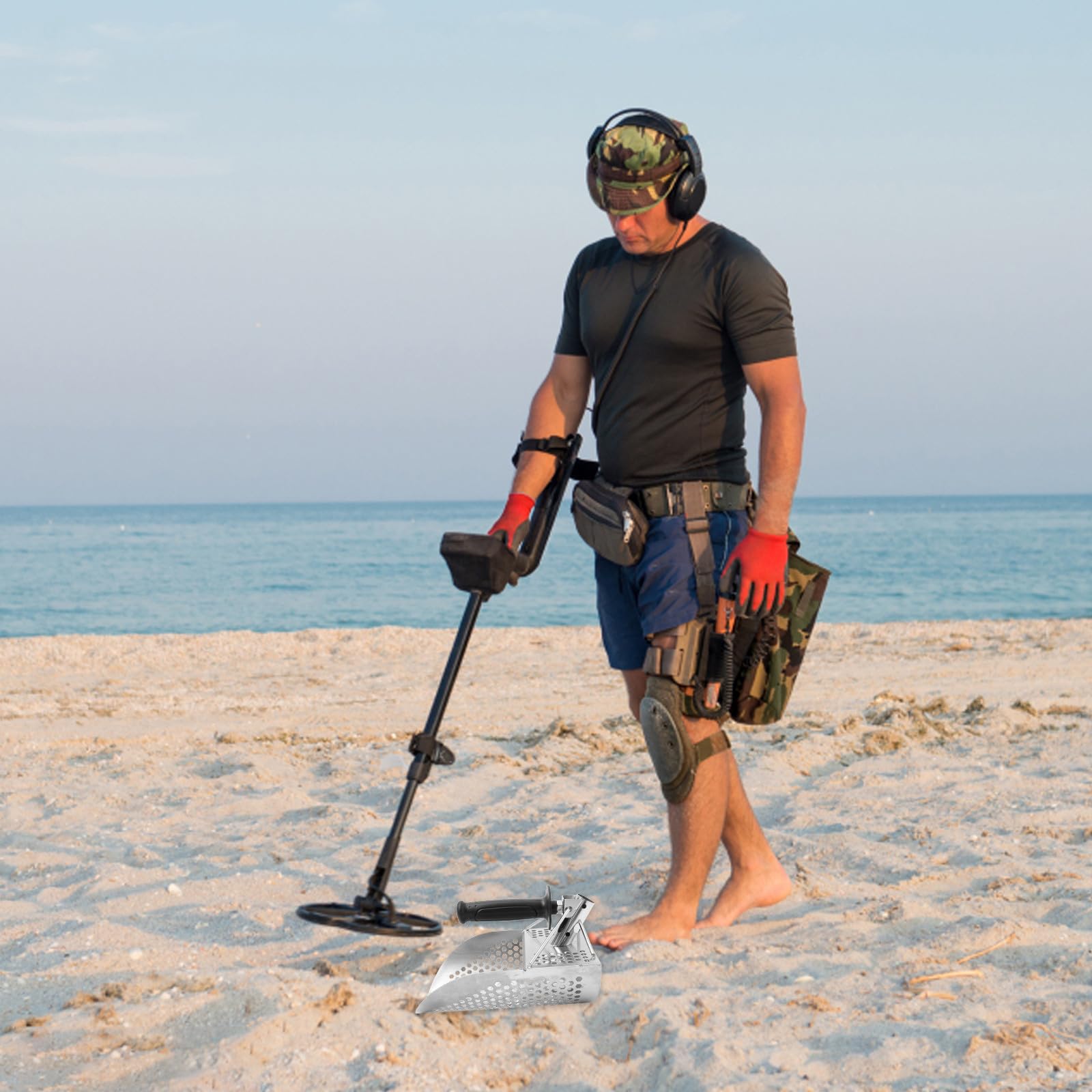 Setaccio per Rilevamento Metalli Paletta Ergonomica in Acciaio Inox per attività Outdoor e Ricerca Tesori in Spiaggia e Fiumi