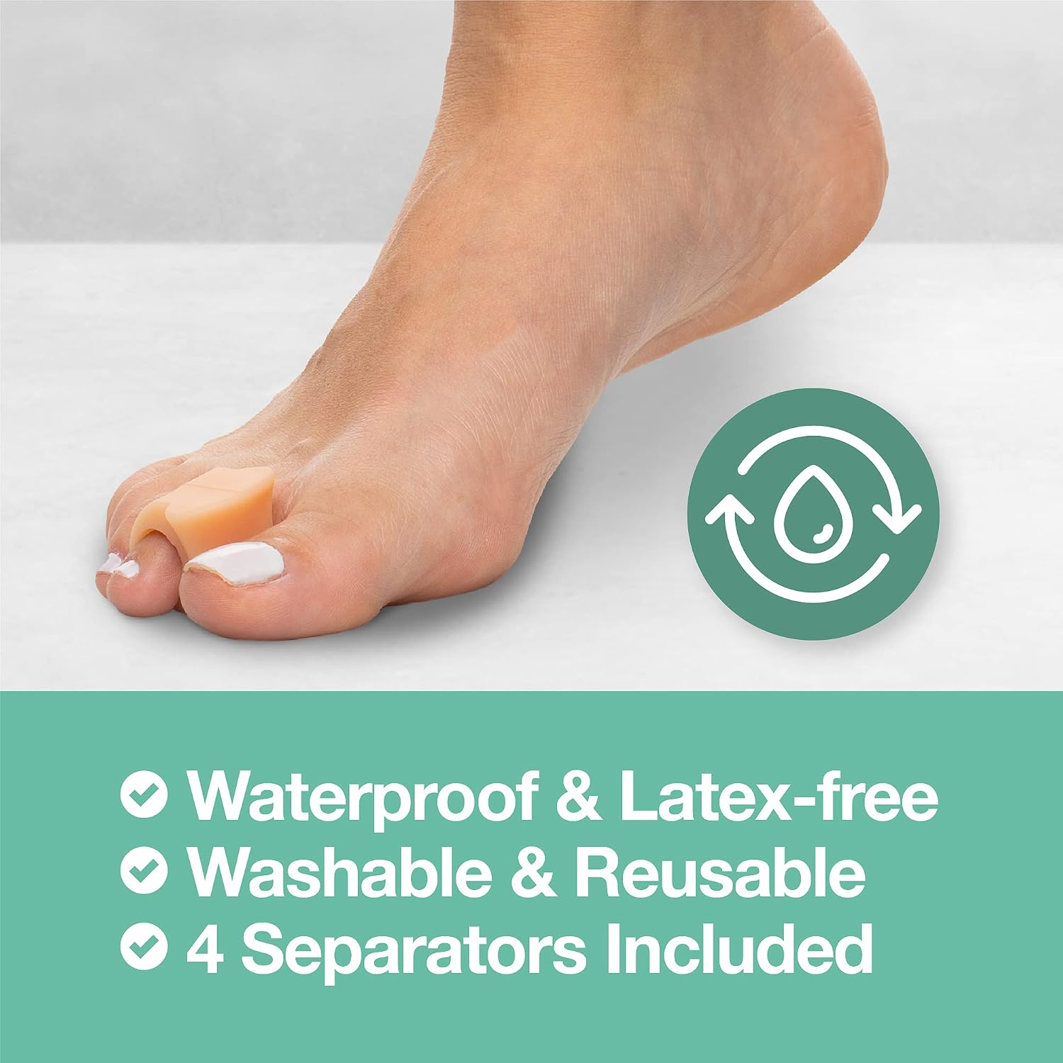 ZenToes Gel Toe Separators for Overlapping Toes, Bunions, Big Toe Alignment, Corrector and Spacer - 4 Pack (Beige)