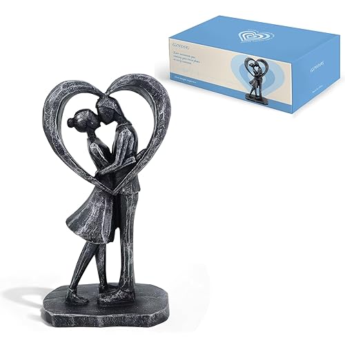 Couple Heart Resin Figurine, 8.1" H, Romantic Gifts for Him