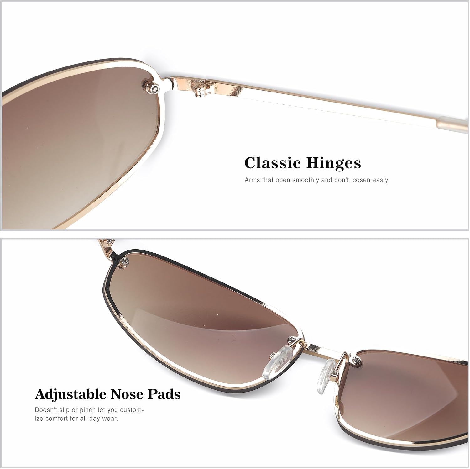 Y2K Sunglasses for Women, Metal Wrap Around Oval Shades, UV400 image 5