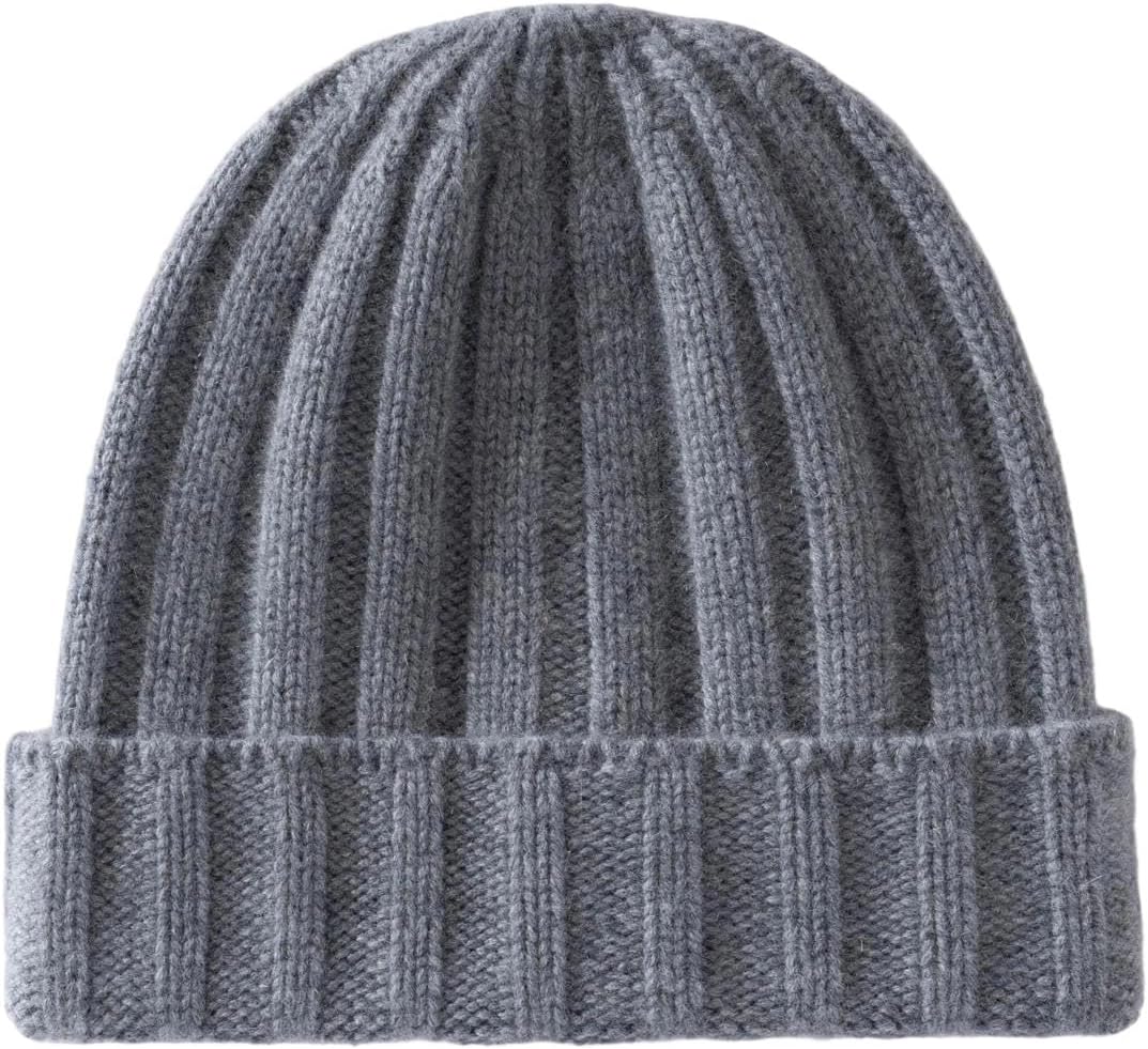 Solid Color Cashmere Beanie Unisex Ribbed Knitted Thicken Men Women Outdoor Casual Warm Hat