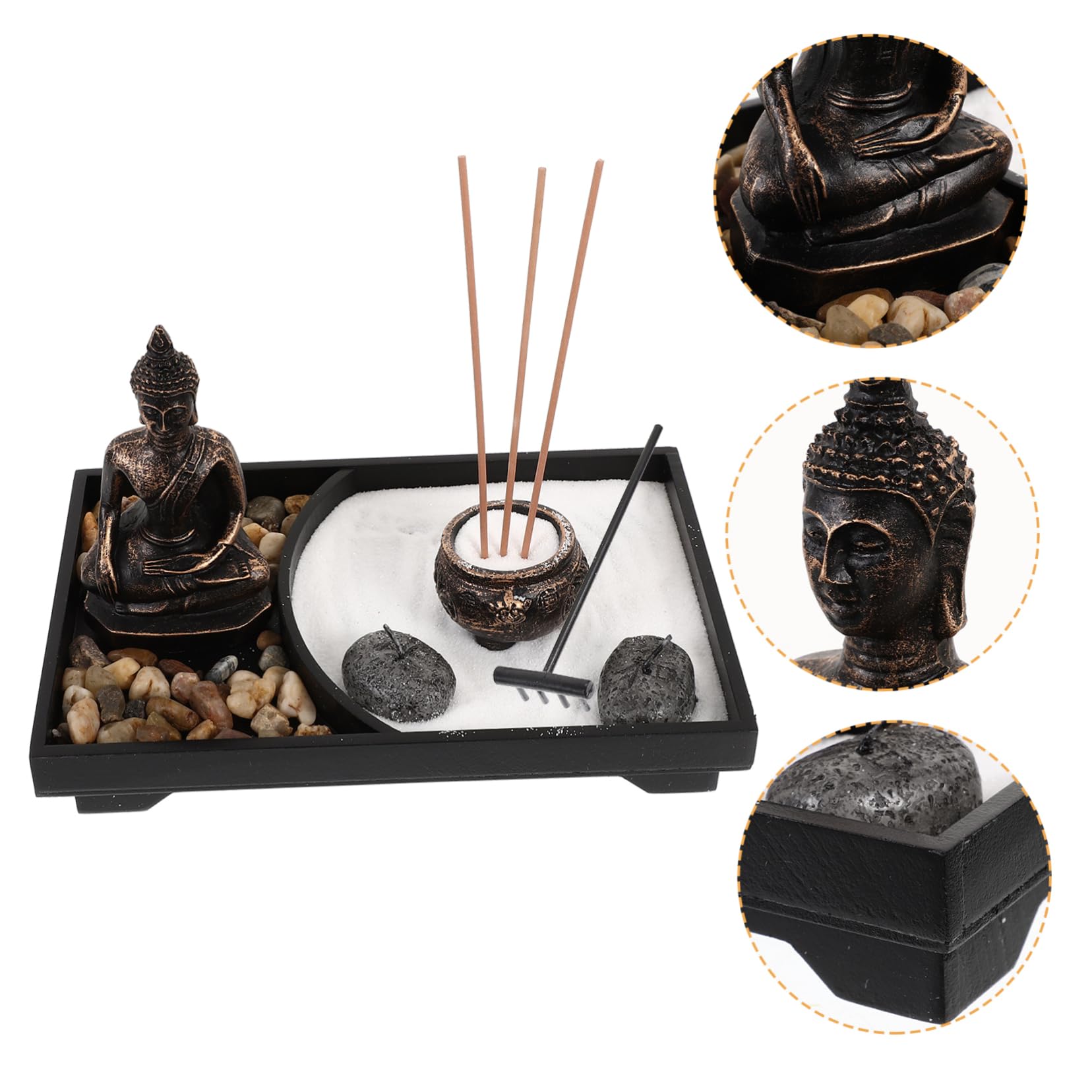 Garneck Porta Incensi Statua Buddha Nero in Legno e Resina, Decorazione Zen per Casa e Studio, Atmosfera Მშვიდ?