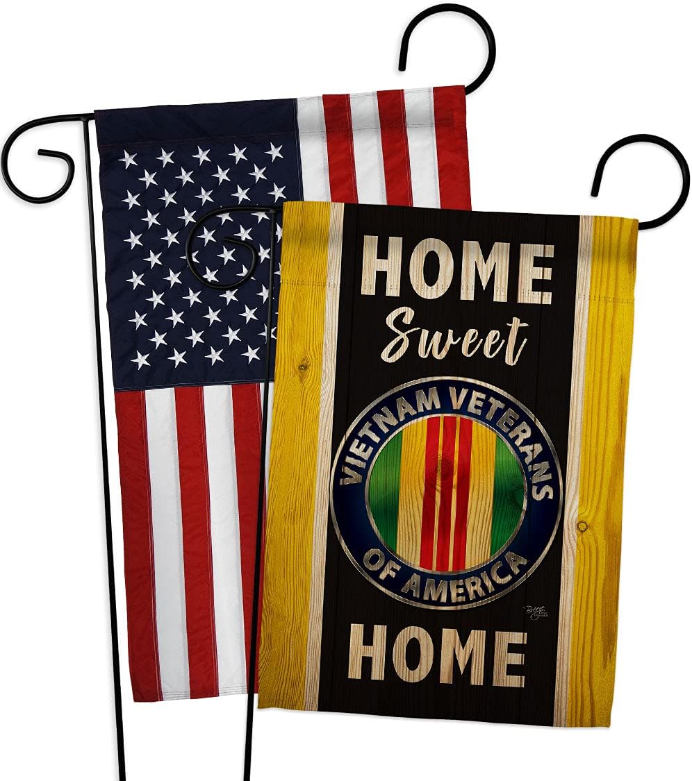 Breeze Decor Home Sweet Vietnam Garden Flag Pack Armed Forces Service All Branches Support Honor United State American Military Veteran Applique House Banner Small Yard Gift Double-Sided, Made in USA