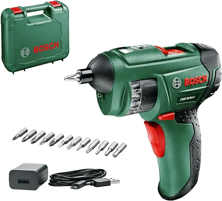 Bosch Akkuschrauber PSR Select (1,5 Ah, 3,6 Volt System, mit Micro USB, im Handwerkskoffer)