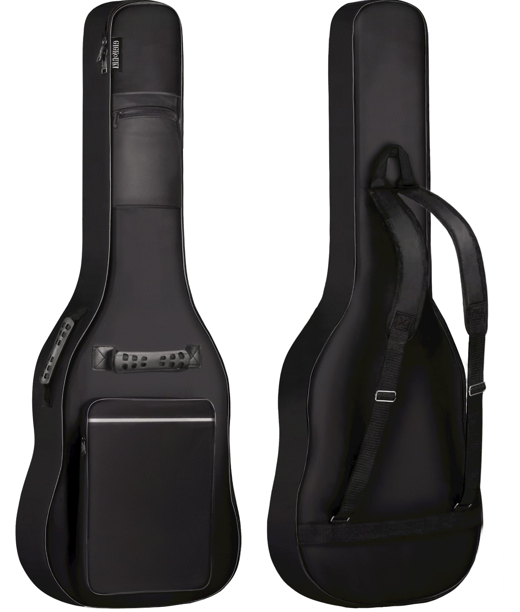 GIGKOUKI Tasche für E-Gitarren, Gigbag, 0,9 cm dicke Polsterung, gepolstert, wasserdicht, weicher Rucksack für E-Gitarren, Schwarz