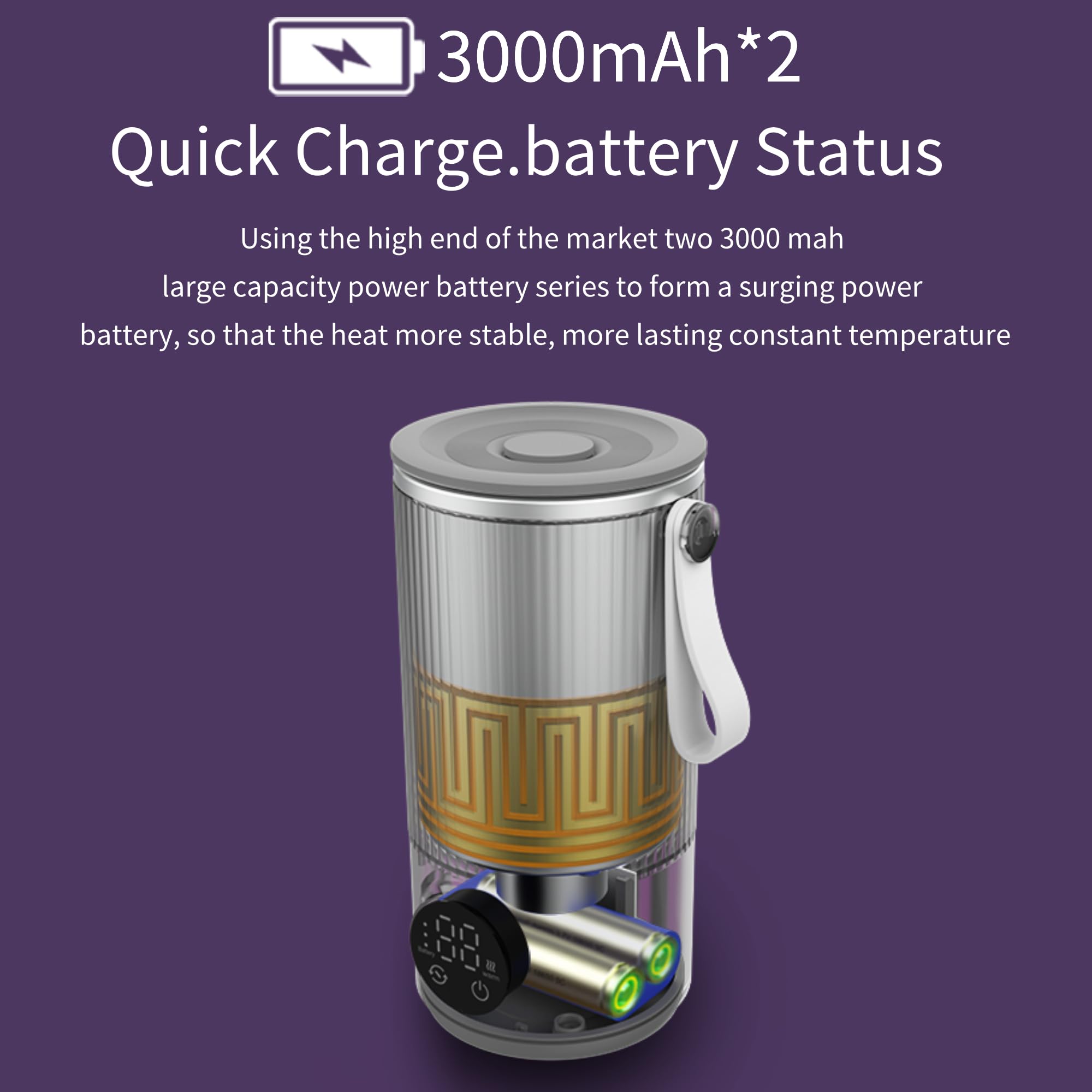 Podróżny Czajnik Elektryczny 400 Ml - Przenośny Mini Czajnik, Bezprzewodowy Mini Czajnik 6000 MAh z możliwością ładowania z 4 Biegami Podróżny Bojler na gorącą wodę ze Stali