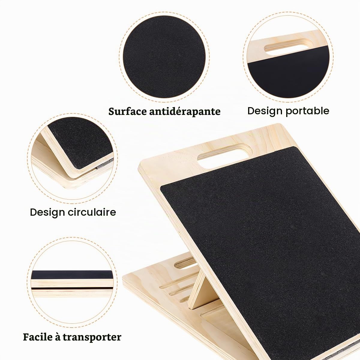 Planche Inclinée Professionnelle en Bois,40x30x4cm Réglable Slant Board | Portable Planche d'équilibre et étirement du Mollet, pour la Maison, le Gymnase et l'extérieur