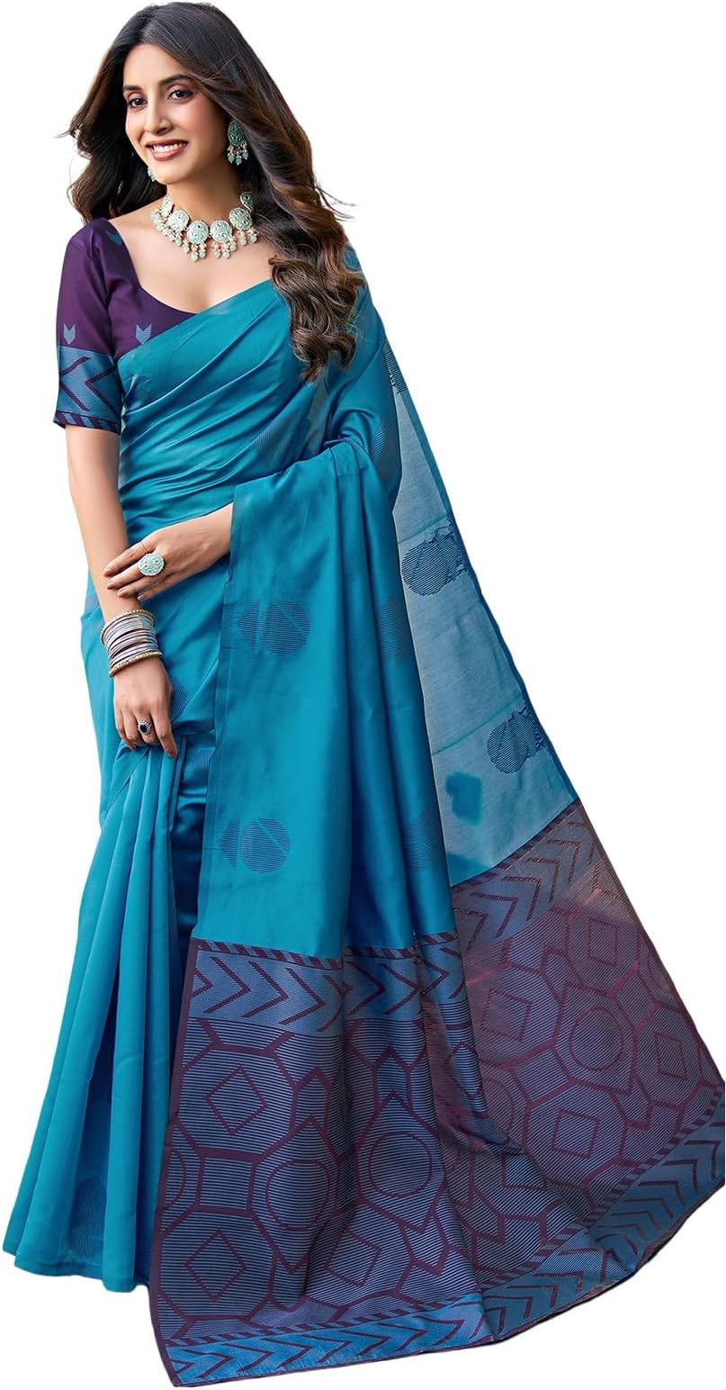 Women's Banarasi Silk Jacquard Saree with Unstitched Blouse Piece