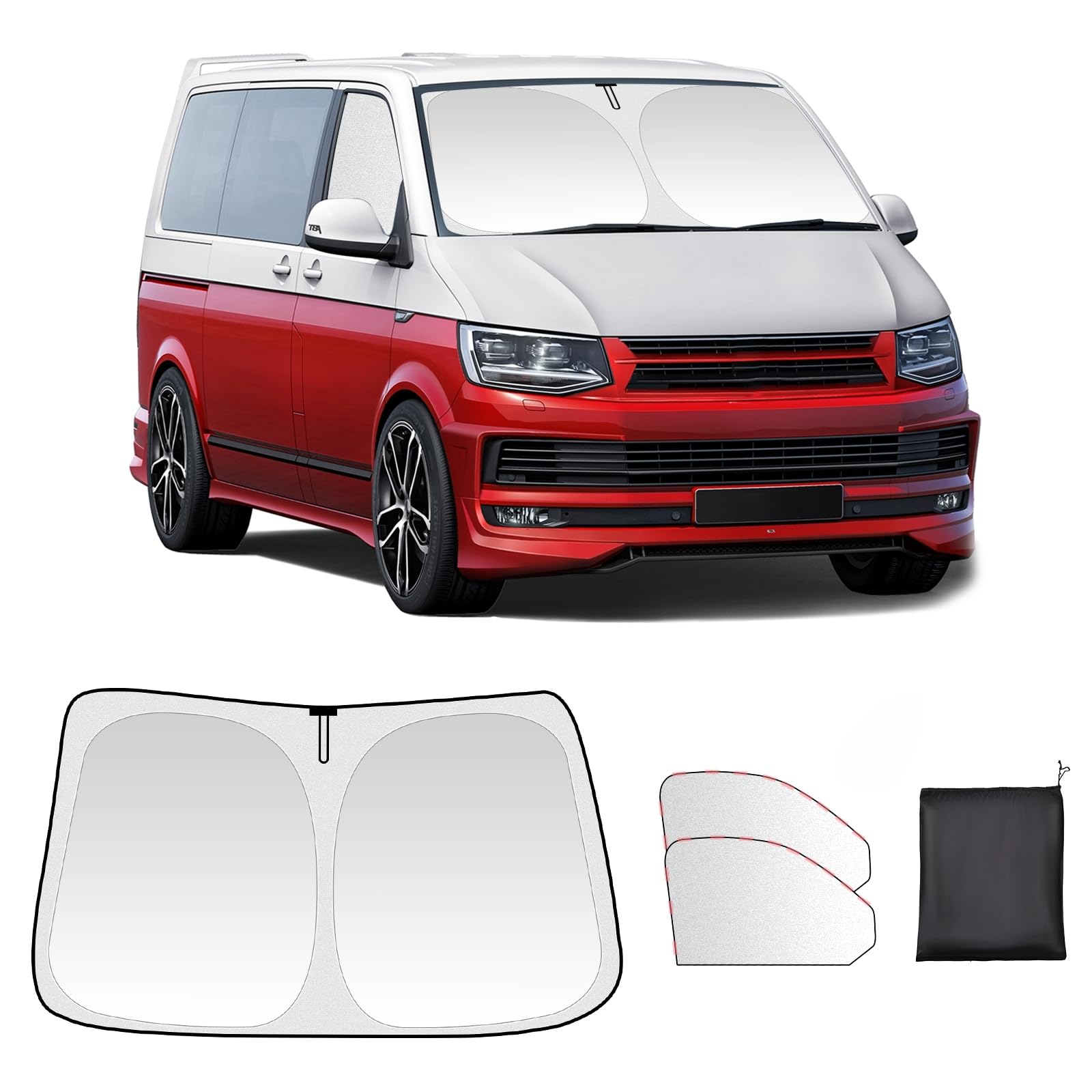 ZATOOTO Sonnenschutz Frontscheibe für VW T5 T6, 3 Stücke Windschutzscheibe Sonnenschutz, Verdunkelung Autofenster, UV-Schutz, Hitzebeständig