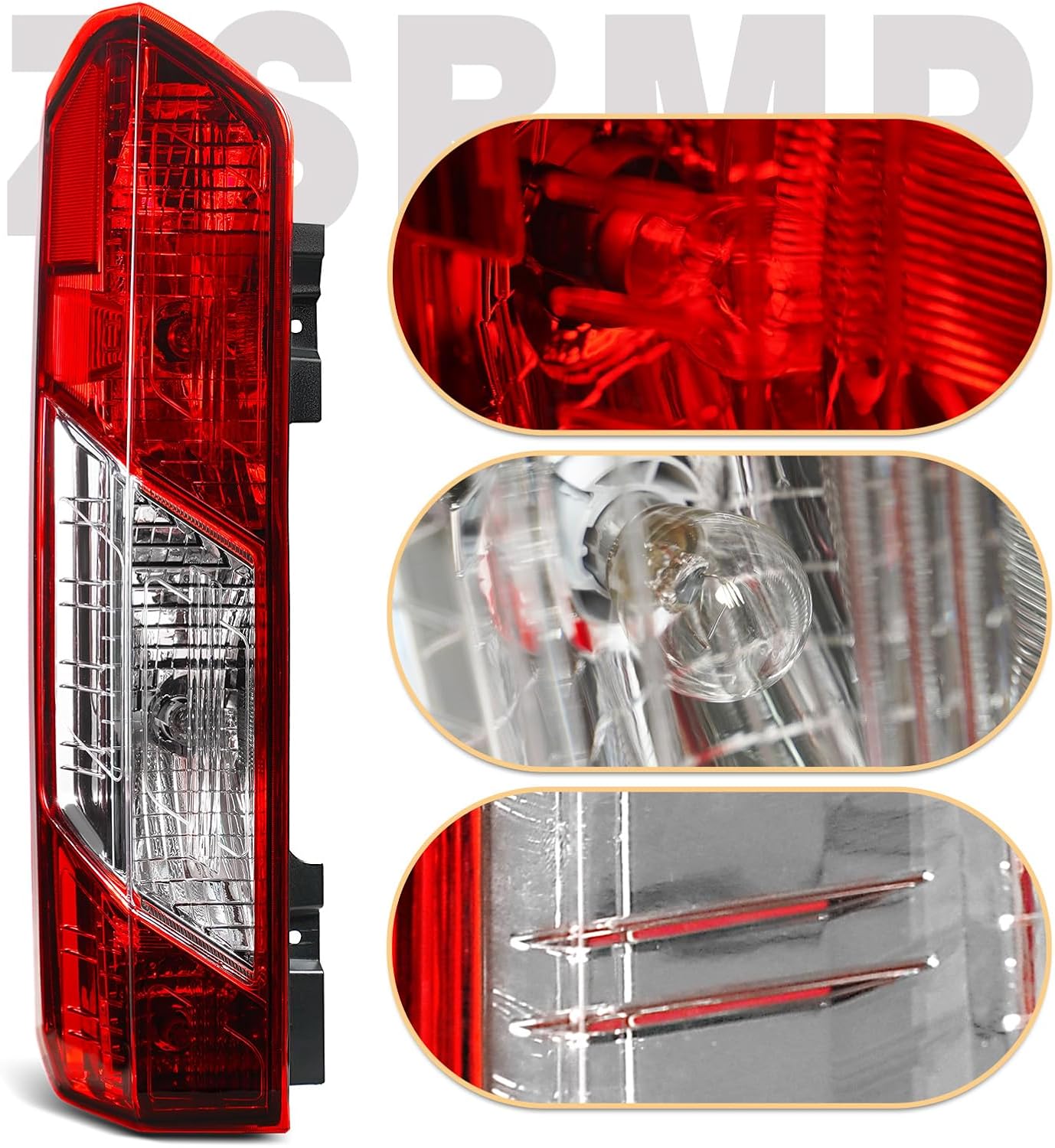 Tail Lights Compatible with 2015 2016 2017 Ford Transit Dual Rear Wheels With 3 Bulbs and Harness AssemblyOE:CK4Z-13405-J (Left Driver Side)