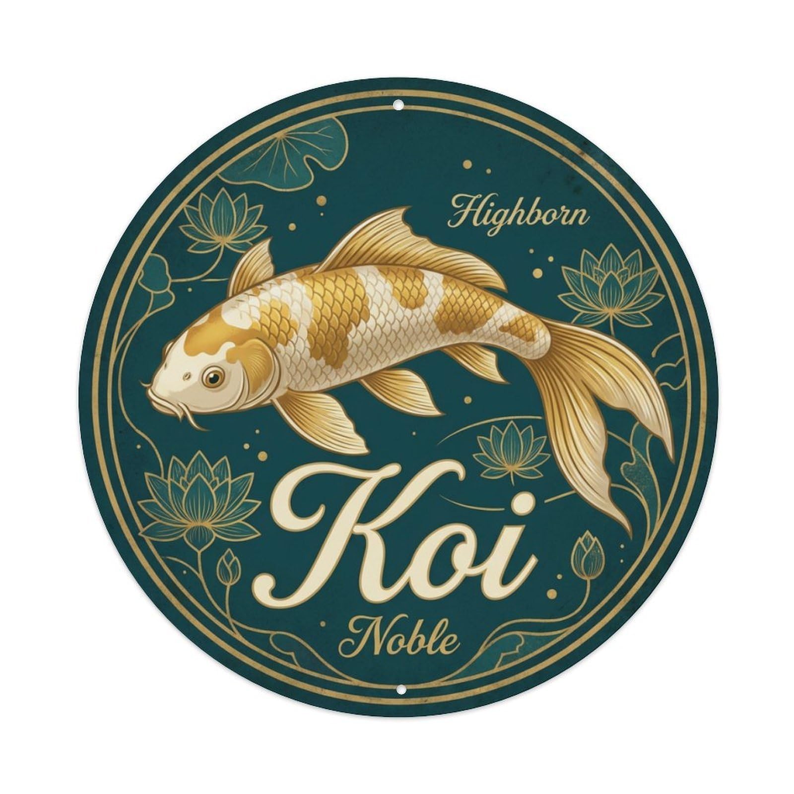 Koi Fish Highborn Noble Aristocratic Waters Refined Elegant Metal Tin Sign