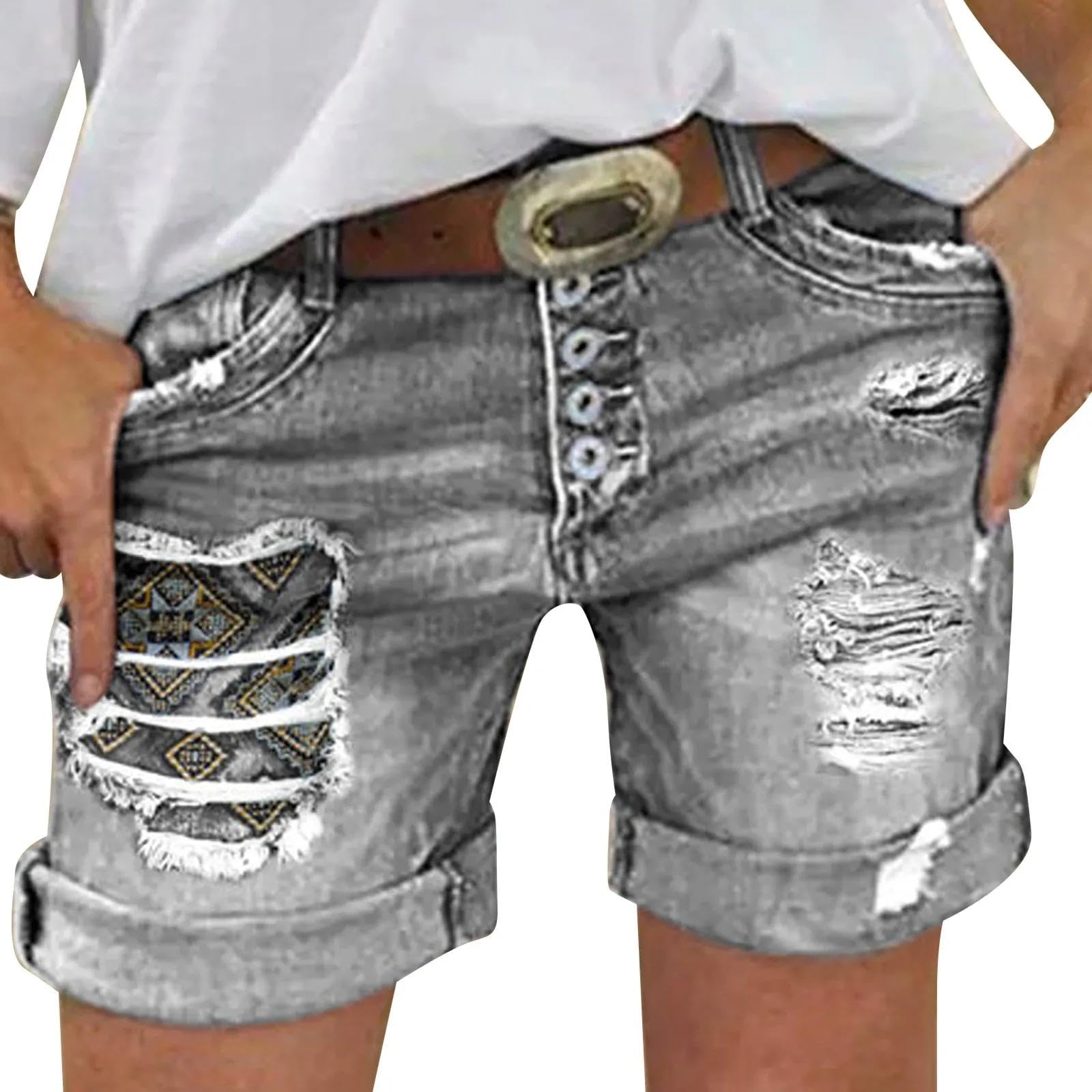 Short Jogging Les Femmes De Short De Denim De Mode Ont Roulé Les Jeans Courts Streetwear Ont Déchiré des