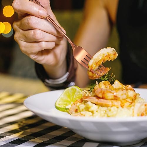 Miniatura 279 de A·HOUSEWARE - Juego de cubiertos iridiscentes con diseño hueco, 20 piezas, acero inoxidable, incluye tenedores, cucharas, cuchillos, utensilios