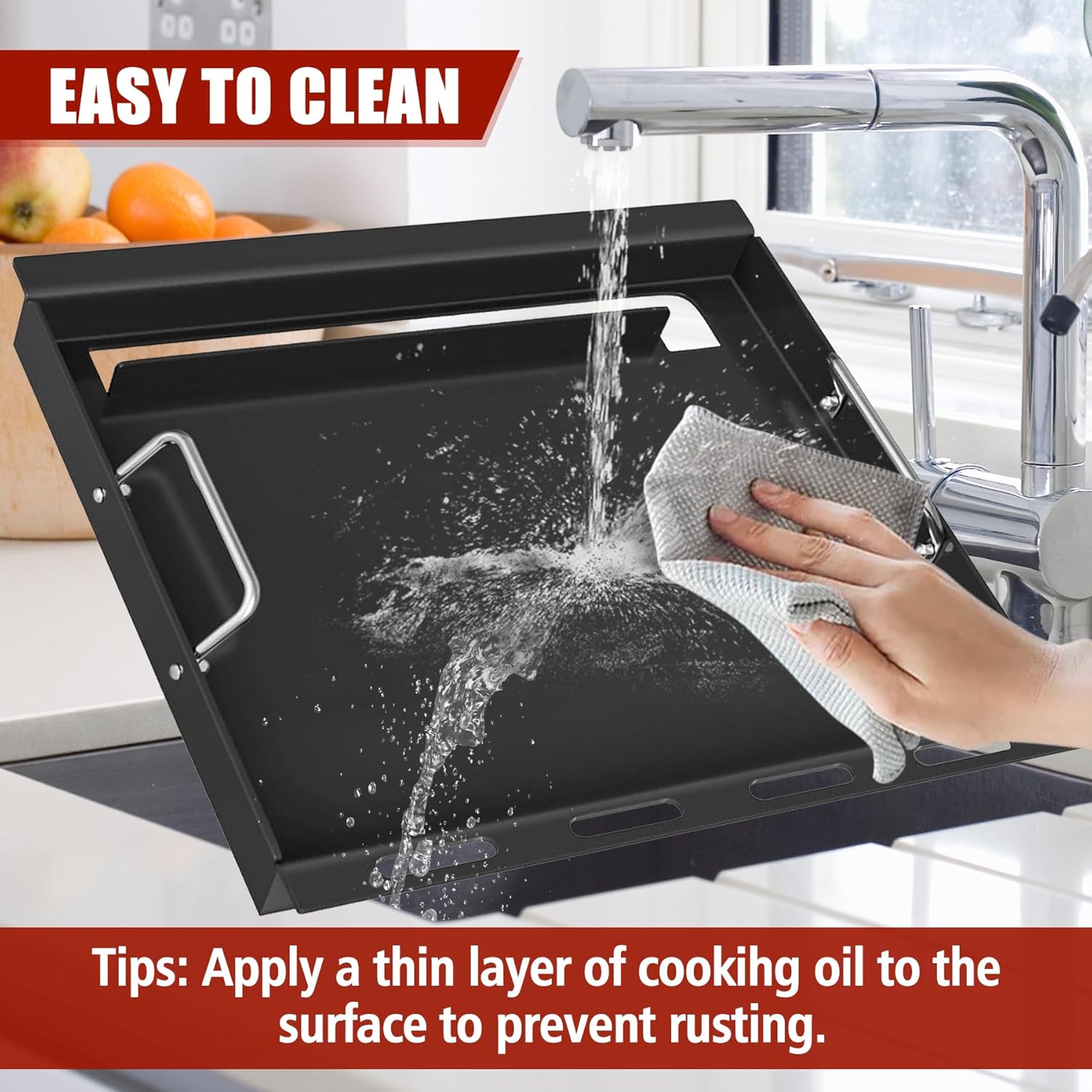 Spirit e 210 Grill Griddle Insert for Weber Spirit I & II 200 Series, Nonstick Flat Top Grill Griddle Replacement Parts for S-210, S-215, E-210, E-215, E-220