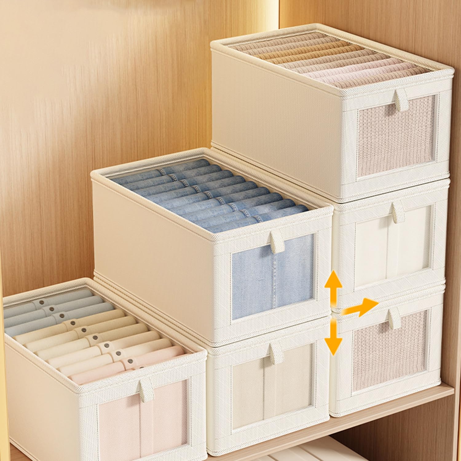 2er-Set Kleiderschrank-Organizer Mit Griffen, Schrank-Organizer, Aufbewahrungsbox, Schubladen-Ordnungssystem, Faltbarer Kleiderschrank-Organizer Aus Stoff For Kleiderschrankhosen, Socken, Kleidung(B,3
