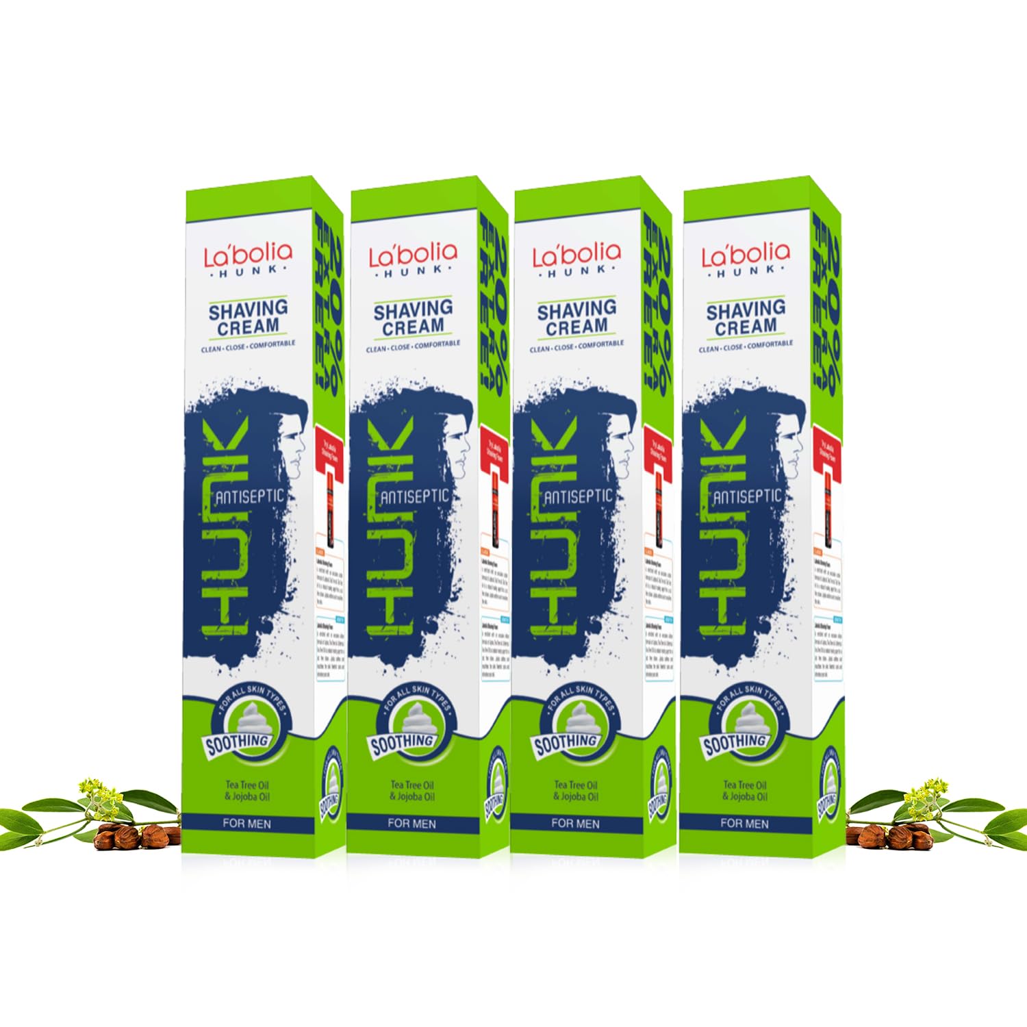 Labolia Hunk Antiseptic Shaving Cream For Men with Menthol, Jojoba Oil, Tea Tree Oil (120gm - Pack of 4) - Smooth, Supple, Rash-Free Skin (B0CTYNV4R3) Amazon Price History, Amazon Price Tracker