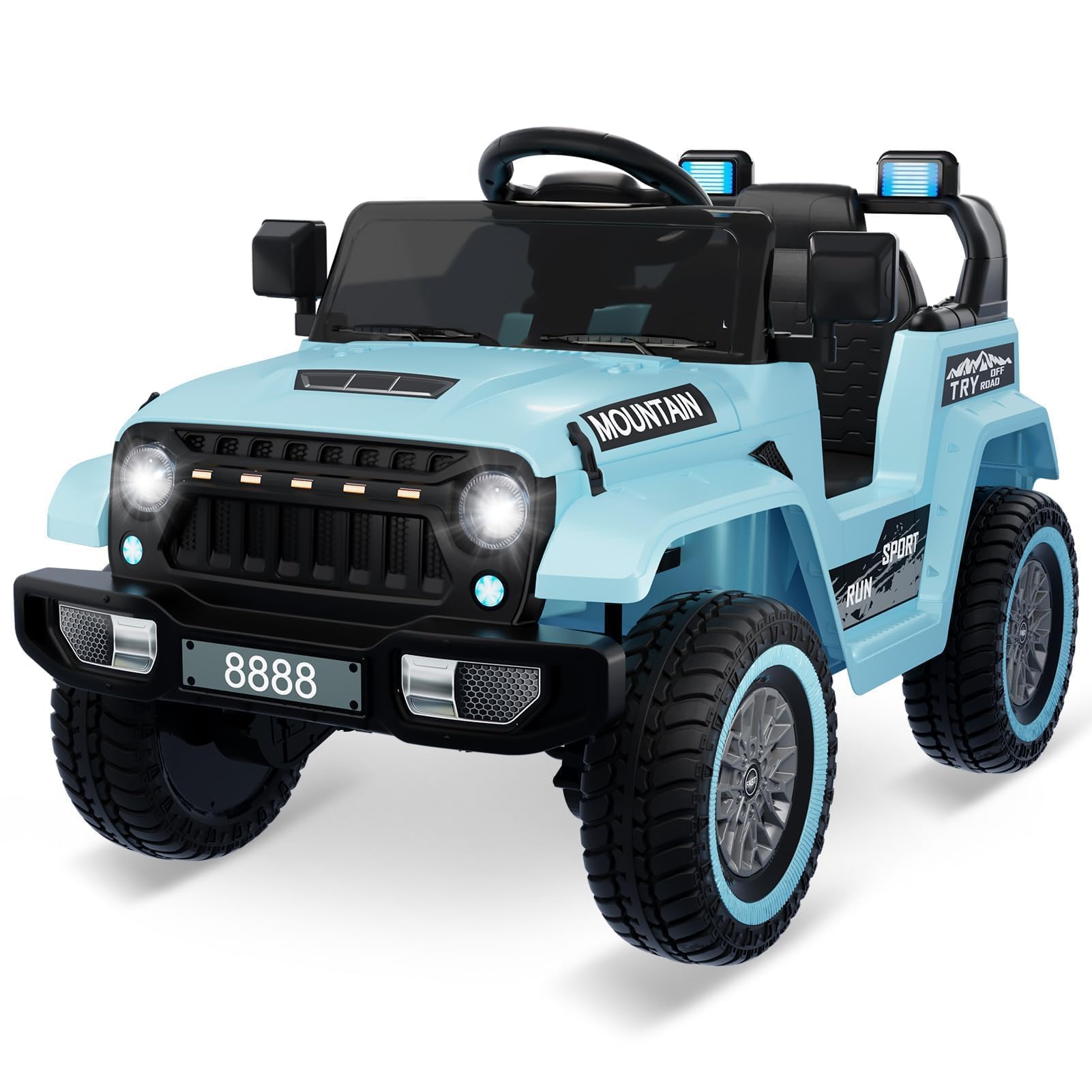 Garvee Elektroauto für Kinder, 12V Elektrofahrzeug mit 2.4G Fernbedienung, 2x35W Motor, 3–6,5 km/h, Kinderauto mit Musik, Bluetooth, LED & Hupe, Spielzeugauto für Kinder ab 3 Jahren, Blau