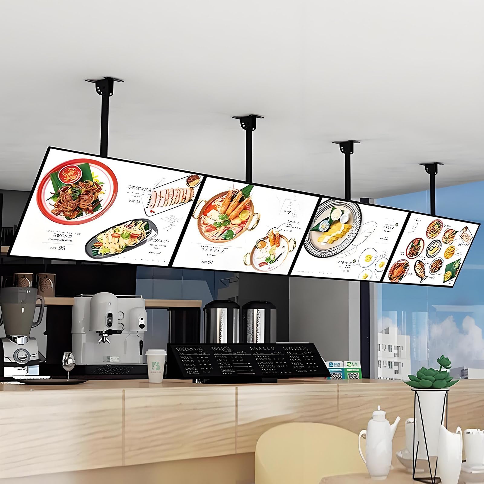 Lightbox LED do Wyświetlania Menu w Restauracji Typu Fast Food,Regulowany Kąt i Położenie,Oszczędzający Miejsce,Ekran Reklamowy,Narzędzie Przyciągające Klientów 4pcs-600 * 700mm