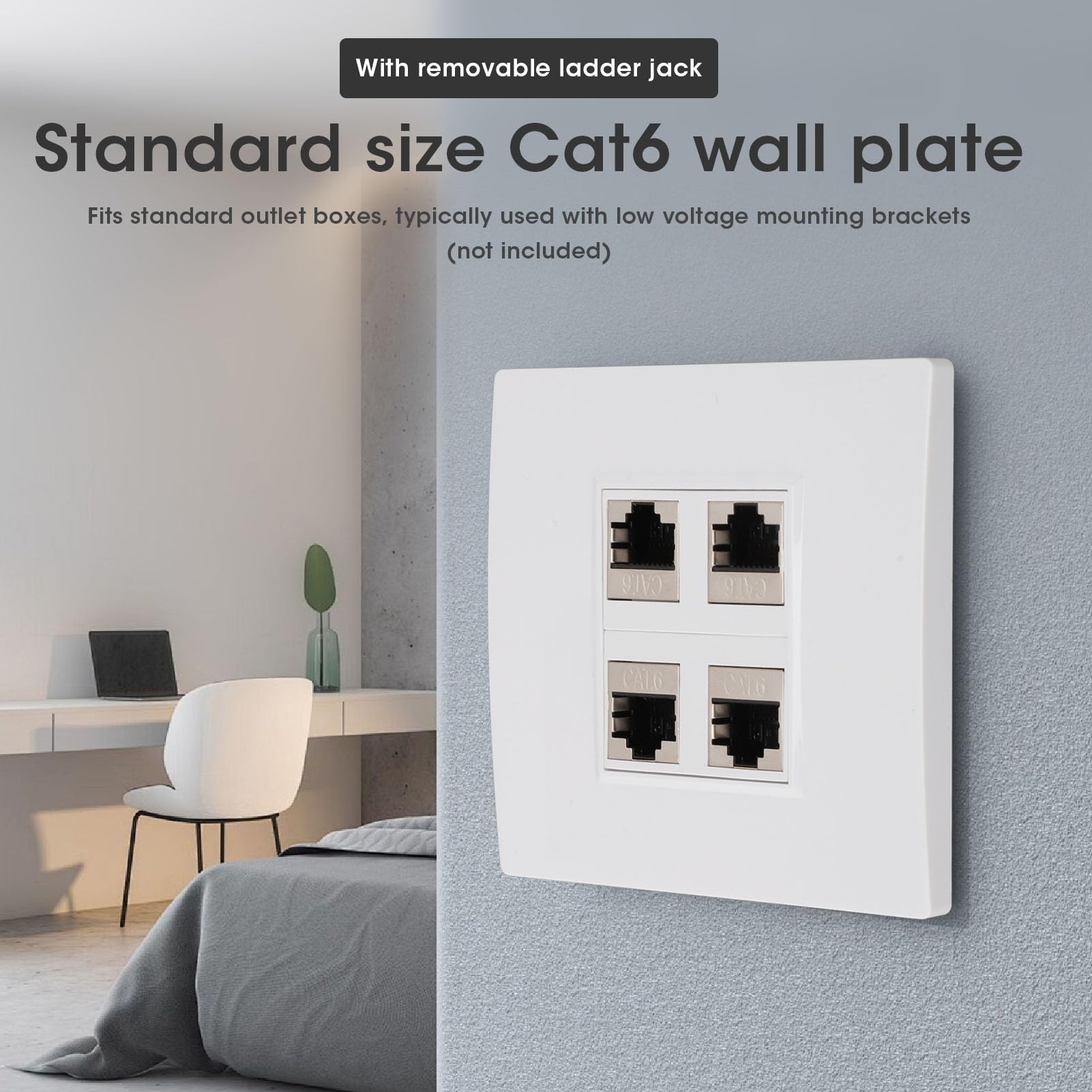 Yosoo Health Gear 4-Port Ethernet Wall Plate, Cat6 Female to Female Faceplate Socket, 86mm ABS Network Outlet for CAT5/CAT5E/CAT6/CAT6A - Image 3