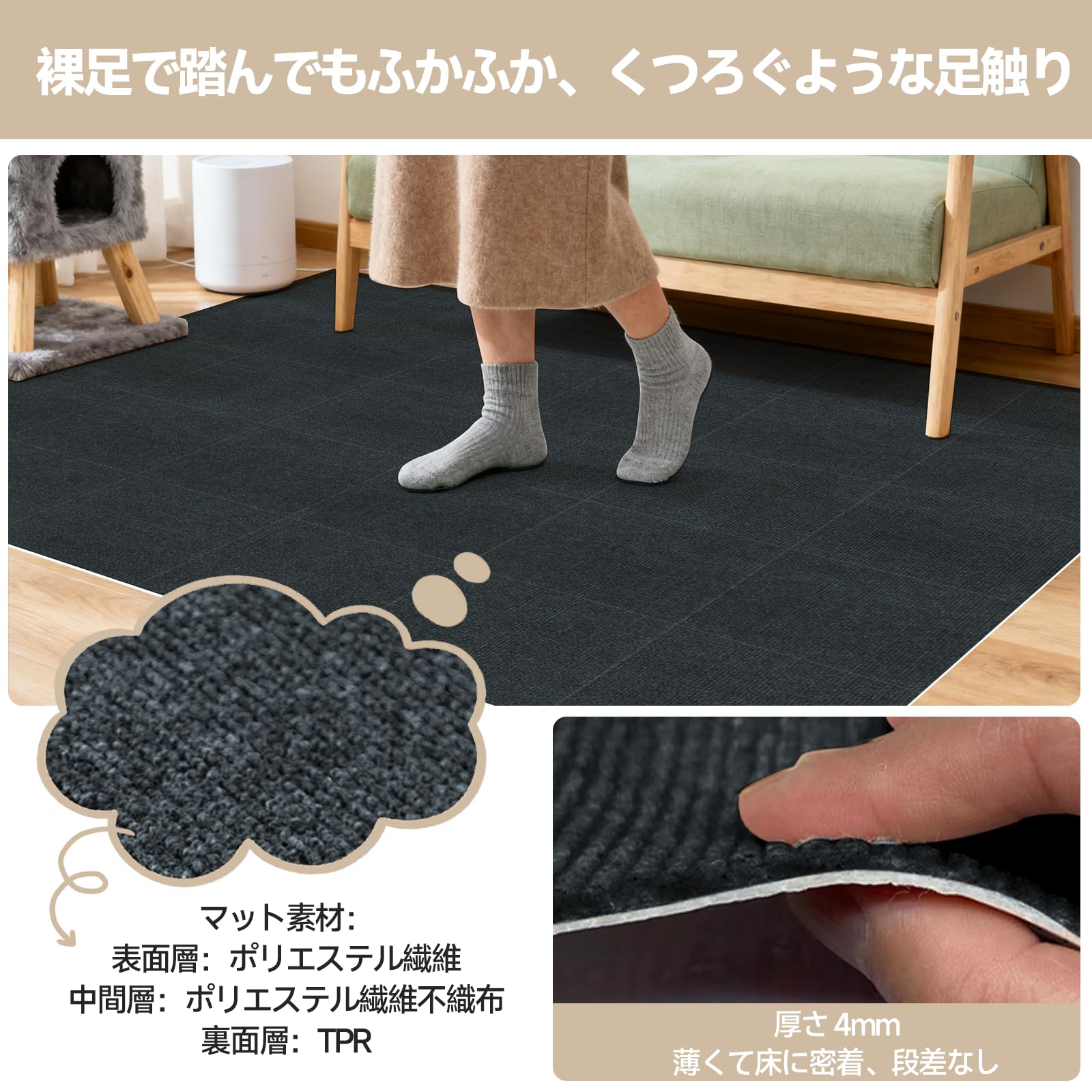 Amazon.co.jp: 【Amazon.co.jp限定】タイルカーペット XINJIY