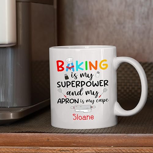Miniatura 10 de Baker Nutrition Facts - Taza de café blanca de 11 onzas y 15 onzas, taza de té de cerámica personalizada para hornear, regalos para Navidad, taza de