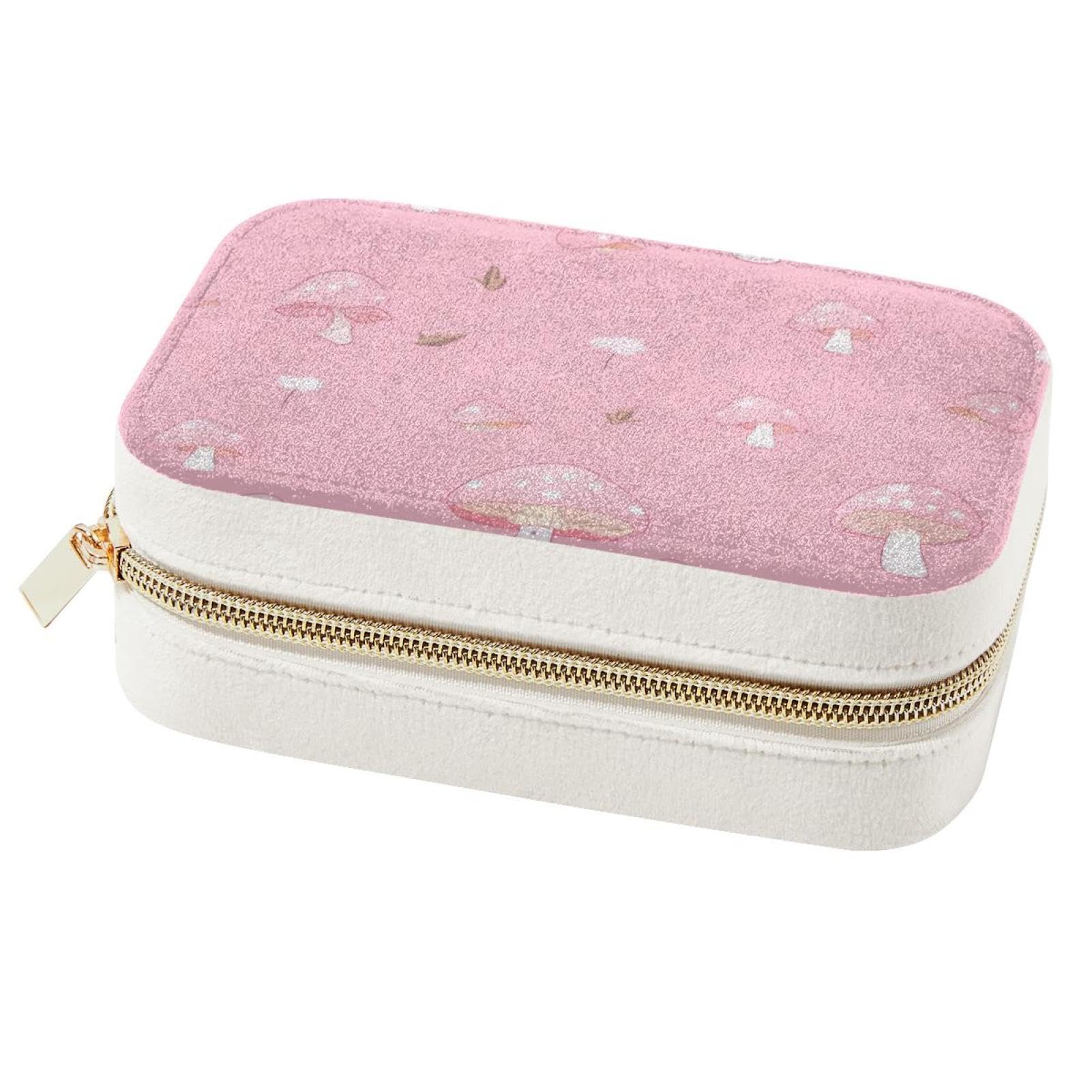 Boîte à bijoux de voyage en velours rose pour vos déplacements