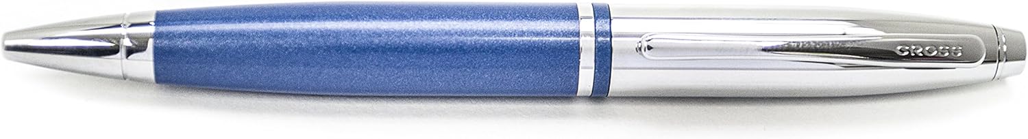 Cross Calais Refillable Ballpoint Pen, Medium Ballpen, Includes Premium Gift Box - Chrome/Blue
