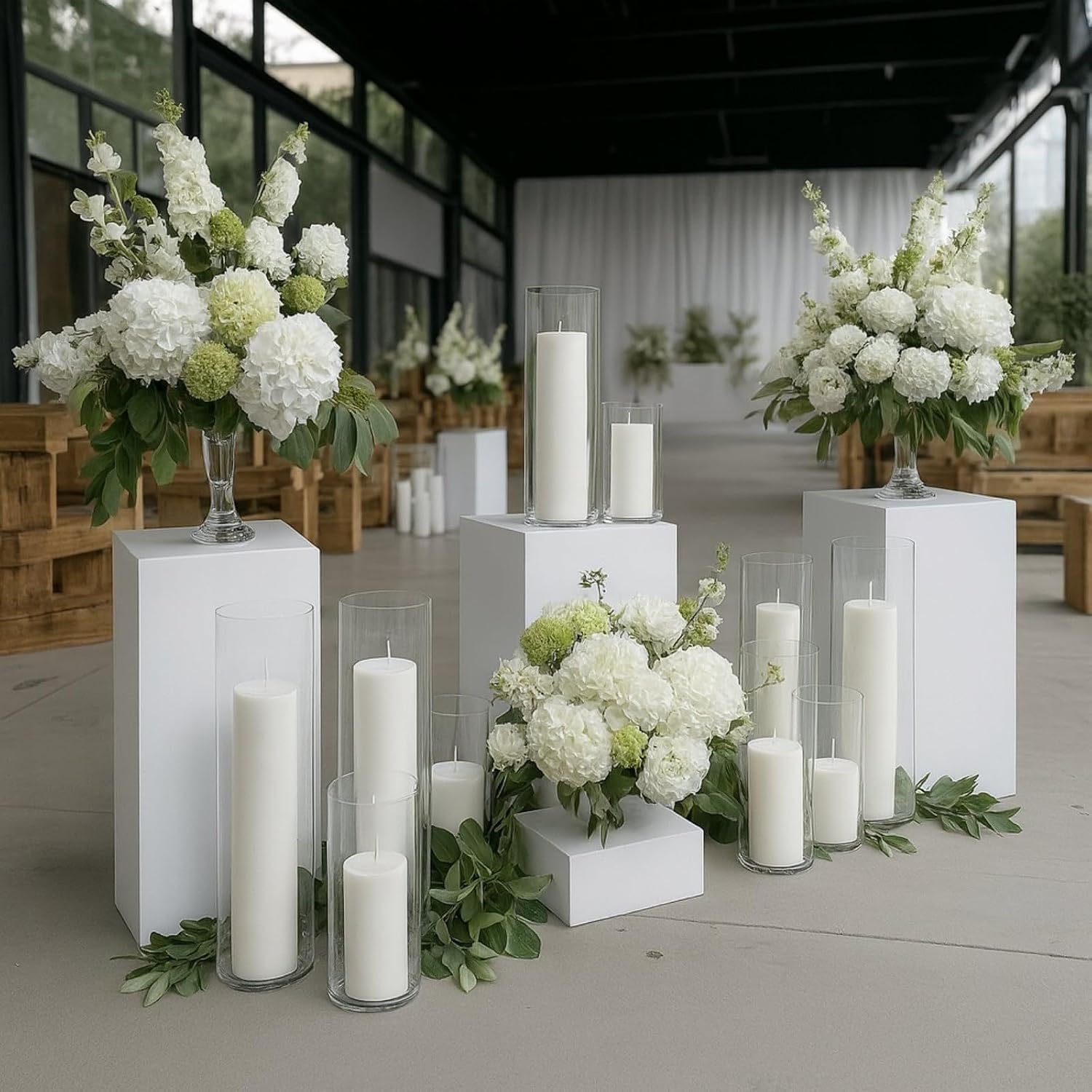 Efavormart 6-Pack Unscented Pillar Candles – Dripless 3"x12" White Paraffin Wax with Smokeless Cotton Wicks, Clean & Long-Lasting 120-Hour Burn