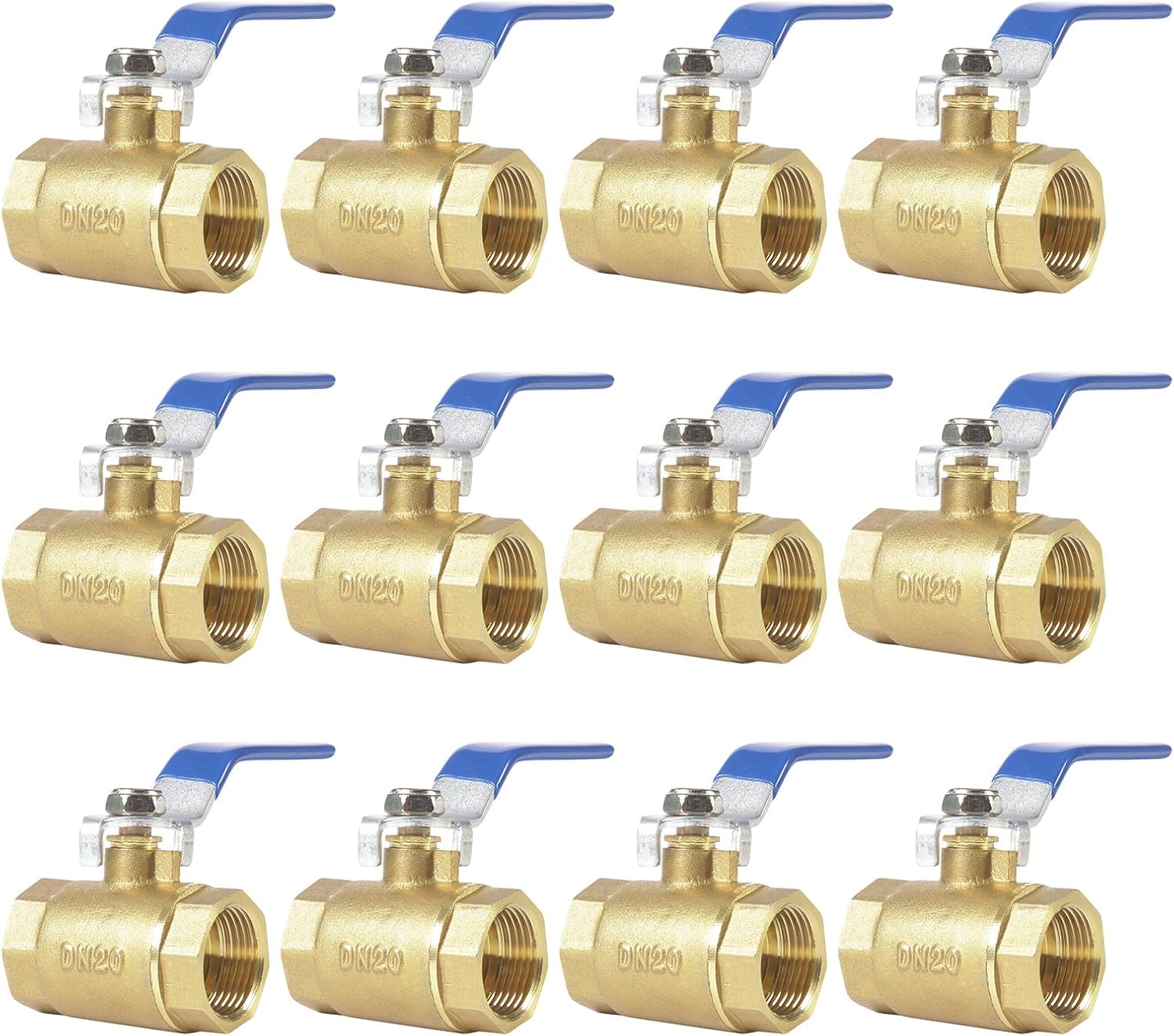 12 Pack 3/4 Inch Brass Ball Valve 3/4'' Female Threaded Full Port Water Shut off Valve Heavy Duty 150 PSI Brass Ball Plumbing Fitting for Compressed Air Water Oil (3/4 IN)