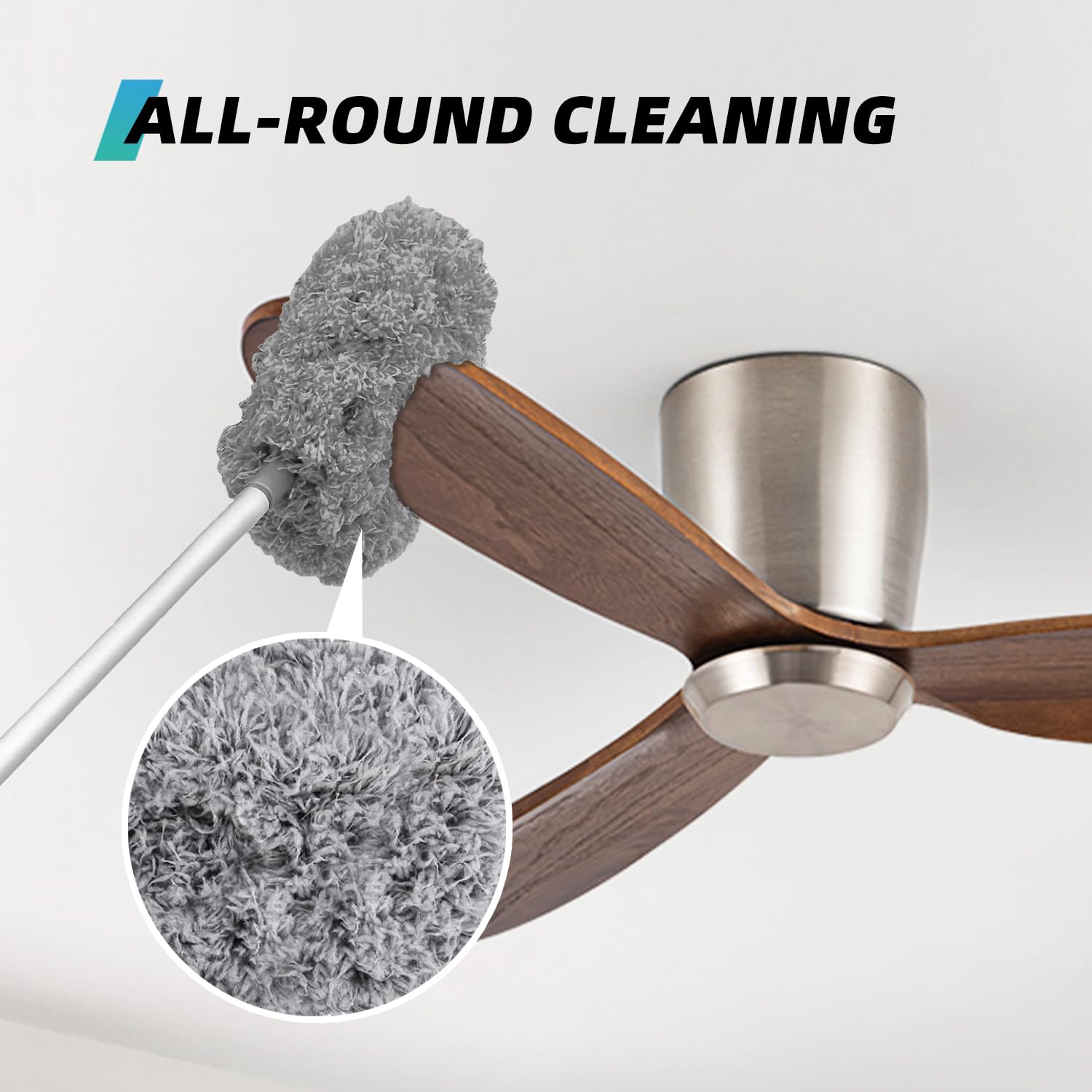 DRQ Ceiling Fan Cleaner Duster with 13-48 in Extension Pole, Grey