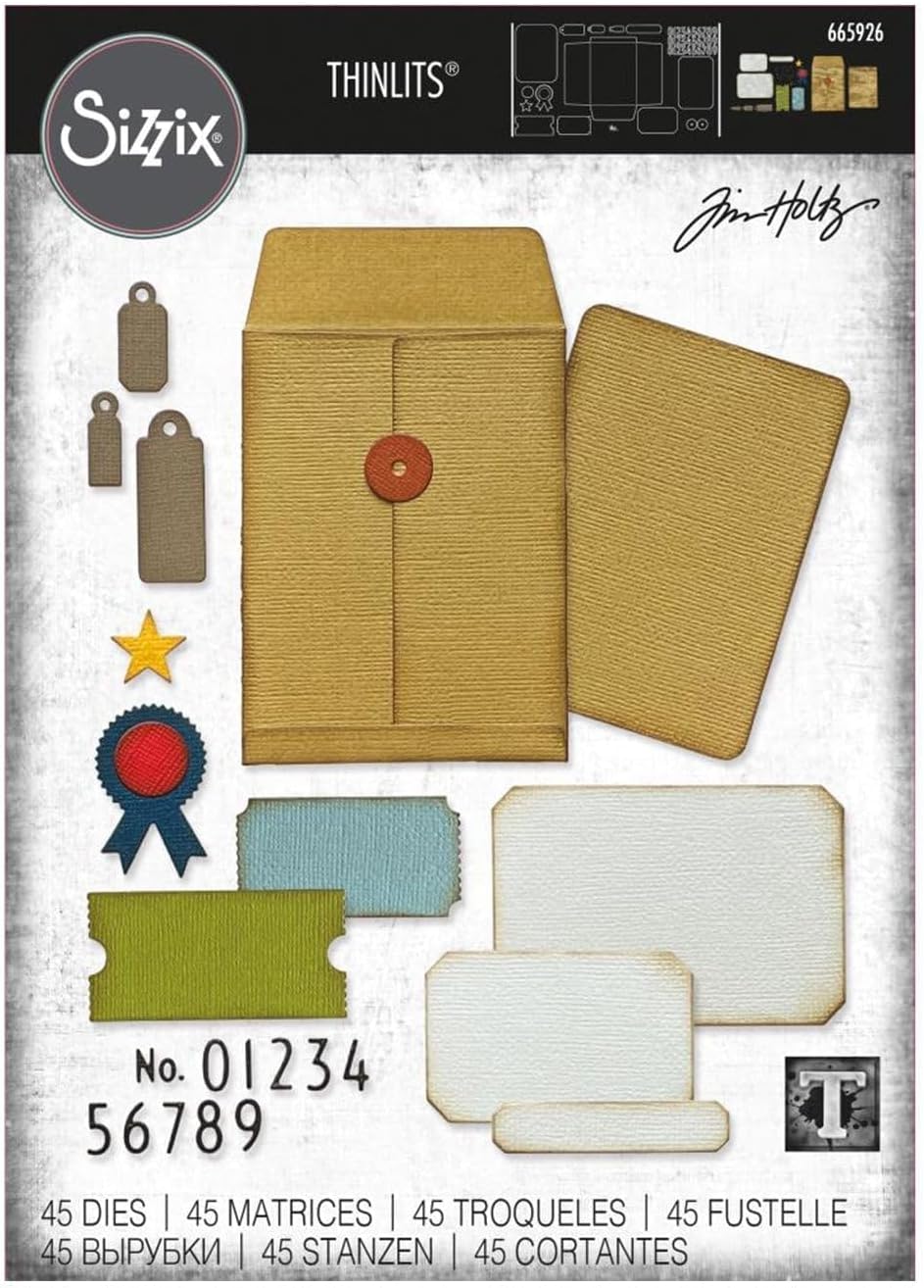 Sizzix Thinlits Die Set 45PK Collector by Tim Holtz | 665926 | Chapter 3 2022, Multicolor, One Size