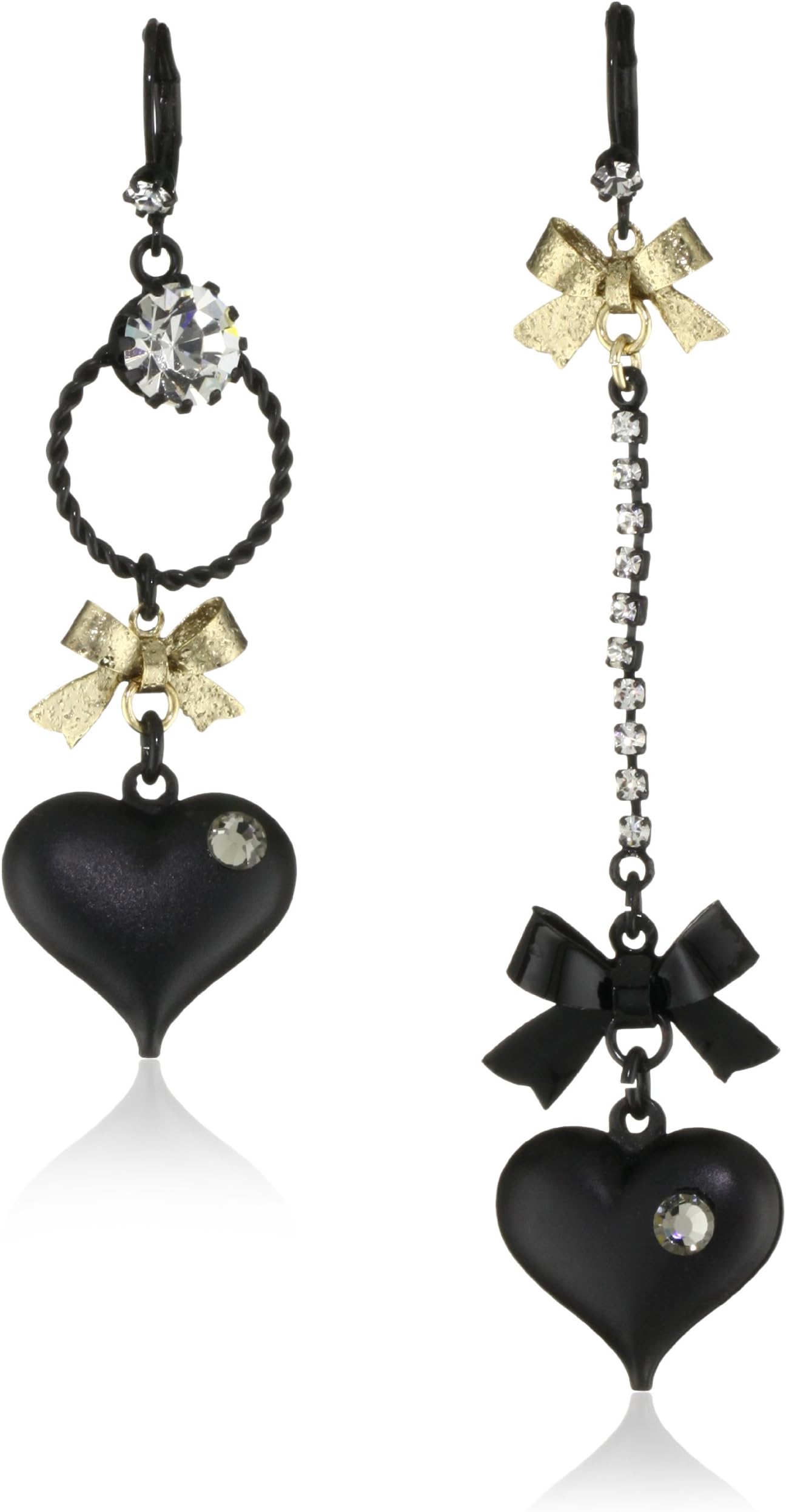 Betsey Johnson Heart/Bow Drop Earrings