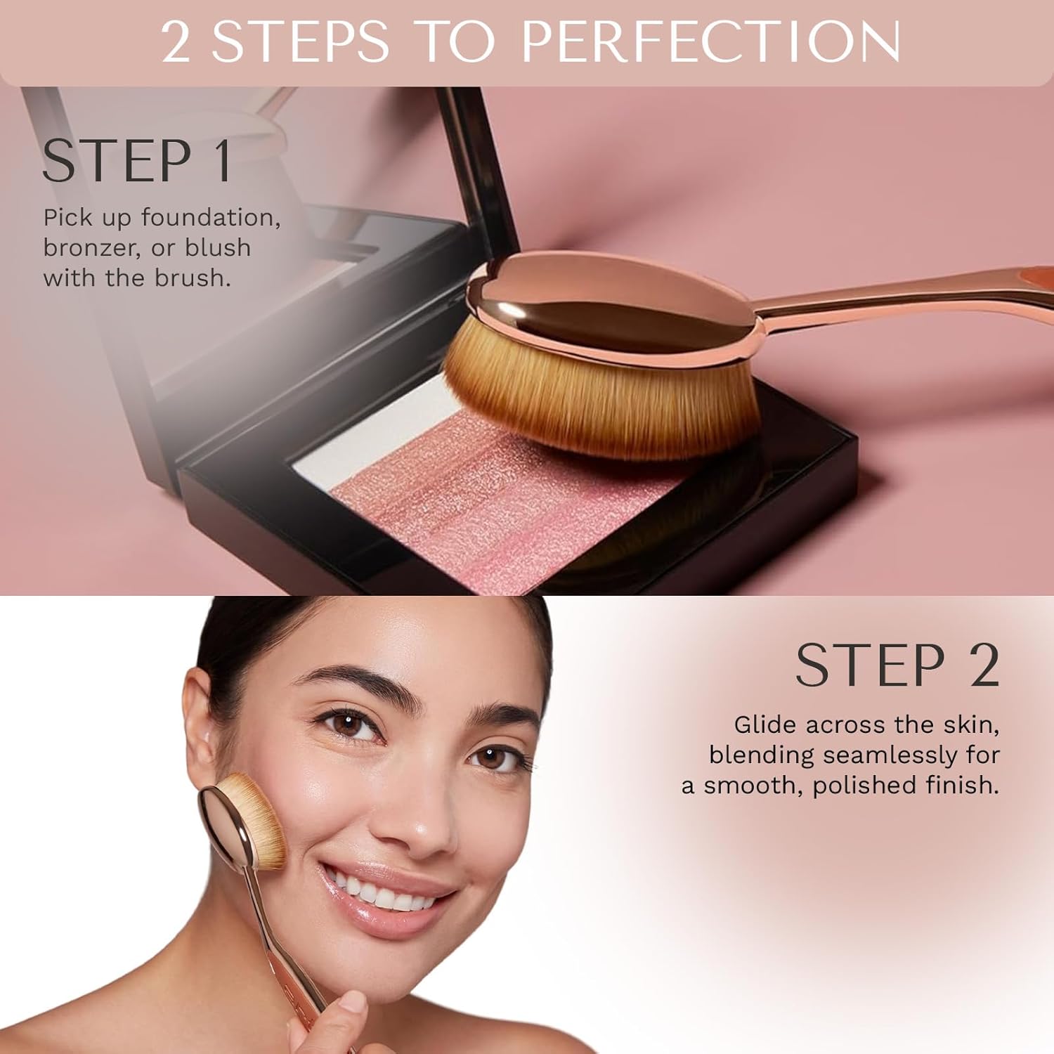 Artis Elite Oval 7 Blonde Fibre Brush – Professional Dense Makeup Applicator for Foundation, Creams, Powders, BB cream, SPF and Contour, Airbrush finish, Color Rose Gold - Image 6