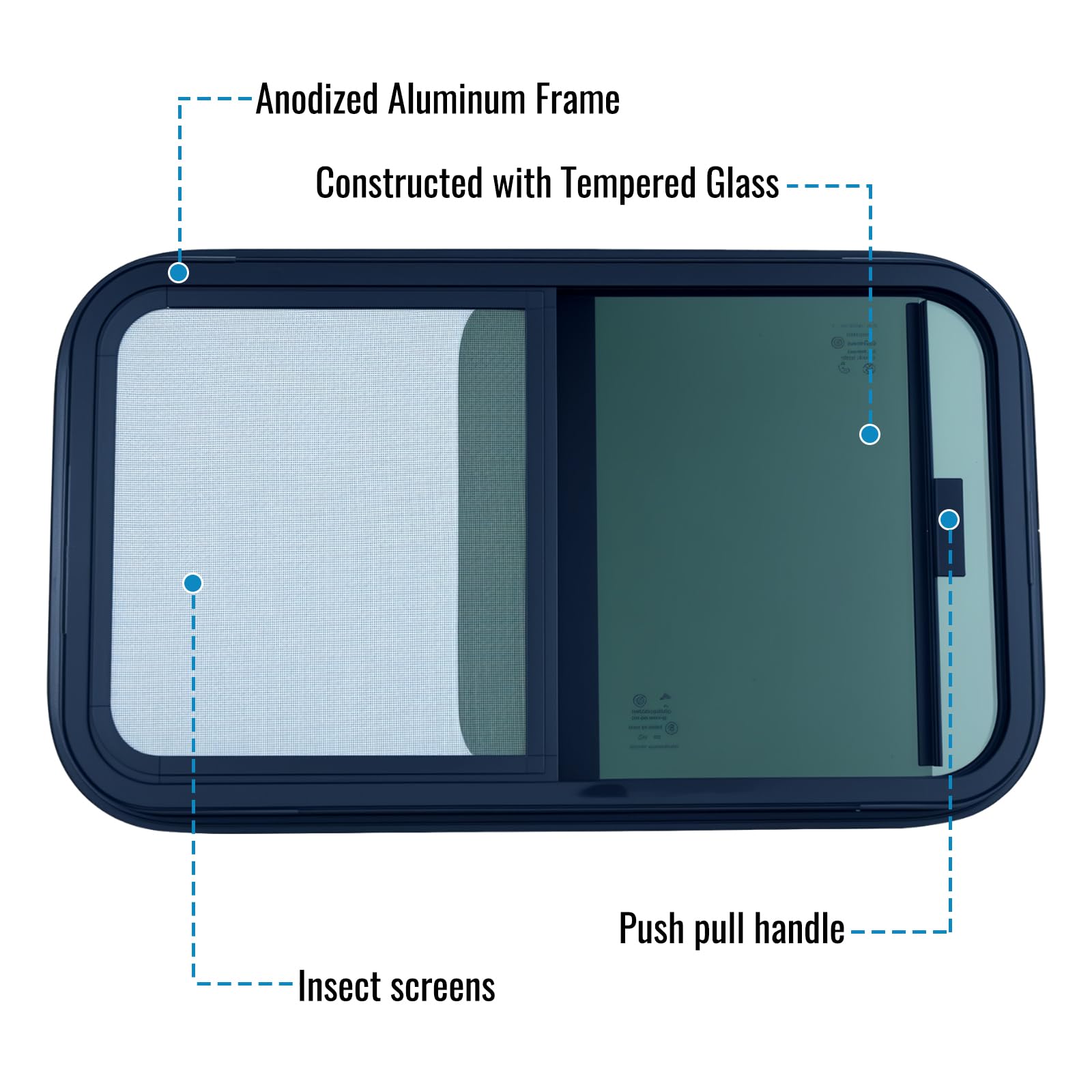 Fenêtre Caravane 600x300mm Avec Moustiquaire, Latérale Camping-Car | Fenêtre De Camping-Car Avec Protection Solaire Et Ventilation, Idéale Pour Caravanes, Remorques Et Aménagements Mobiles