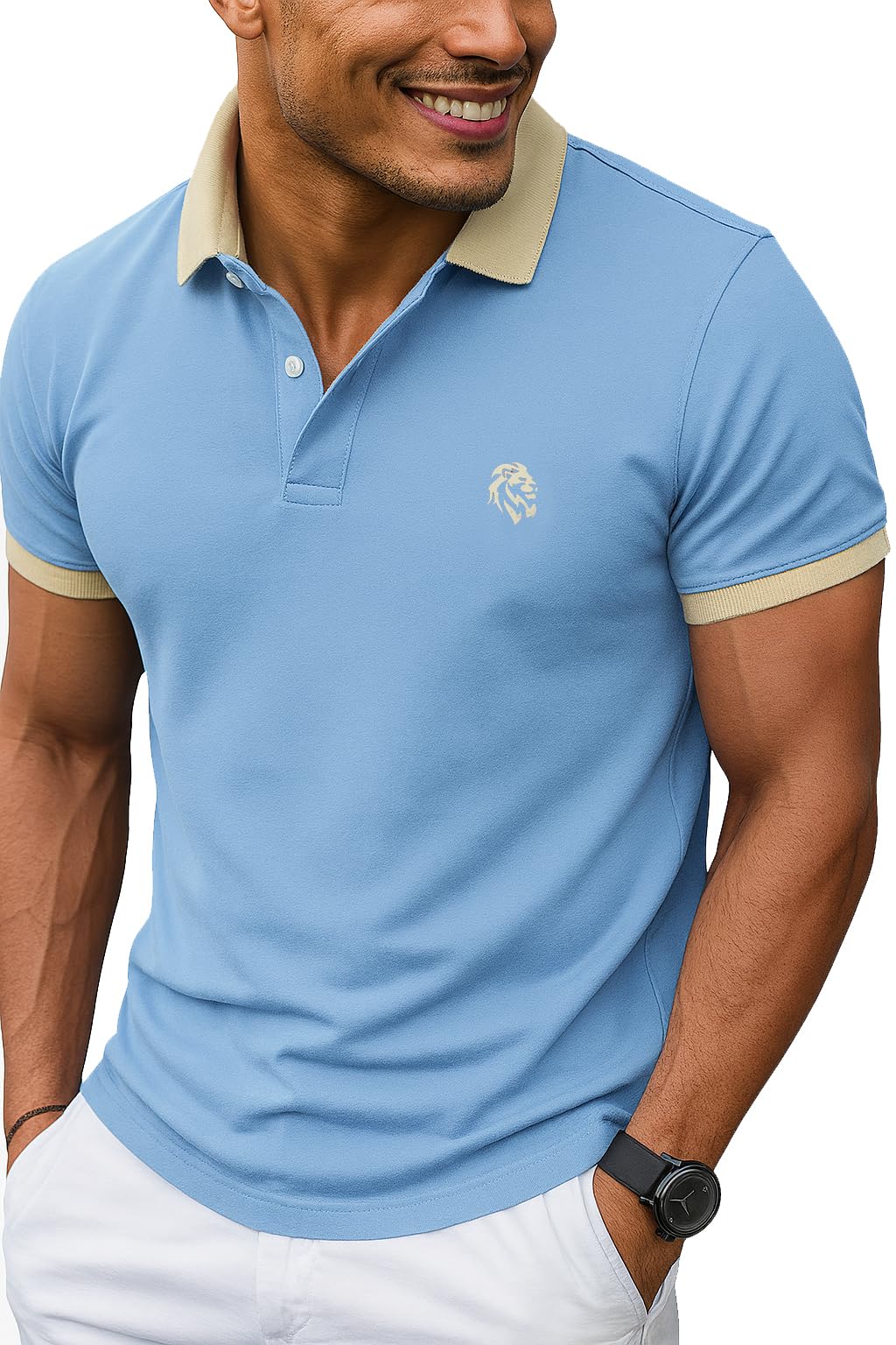 leotude Men's Polo Neck Matty Half Sleeve Collor Solid Regular Fit Tshirts (Brown)-picture-15