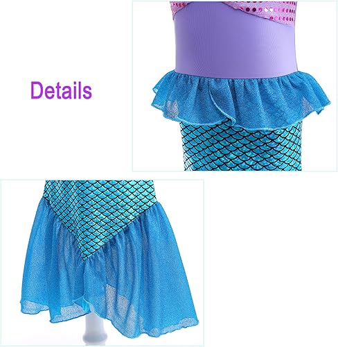 Miniatura 3 de Little Girls Princess Mermaid Costume for Girls Dress Up with Accessory for Christmas Birthday Party Supplies