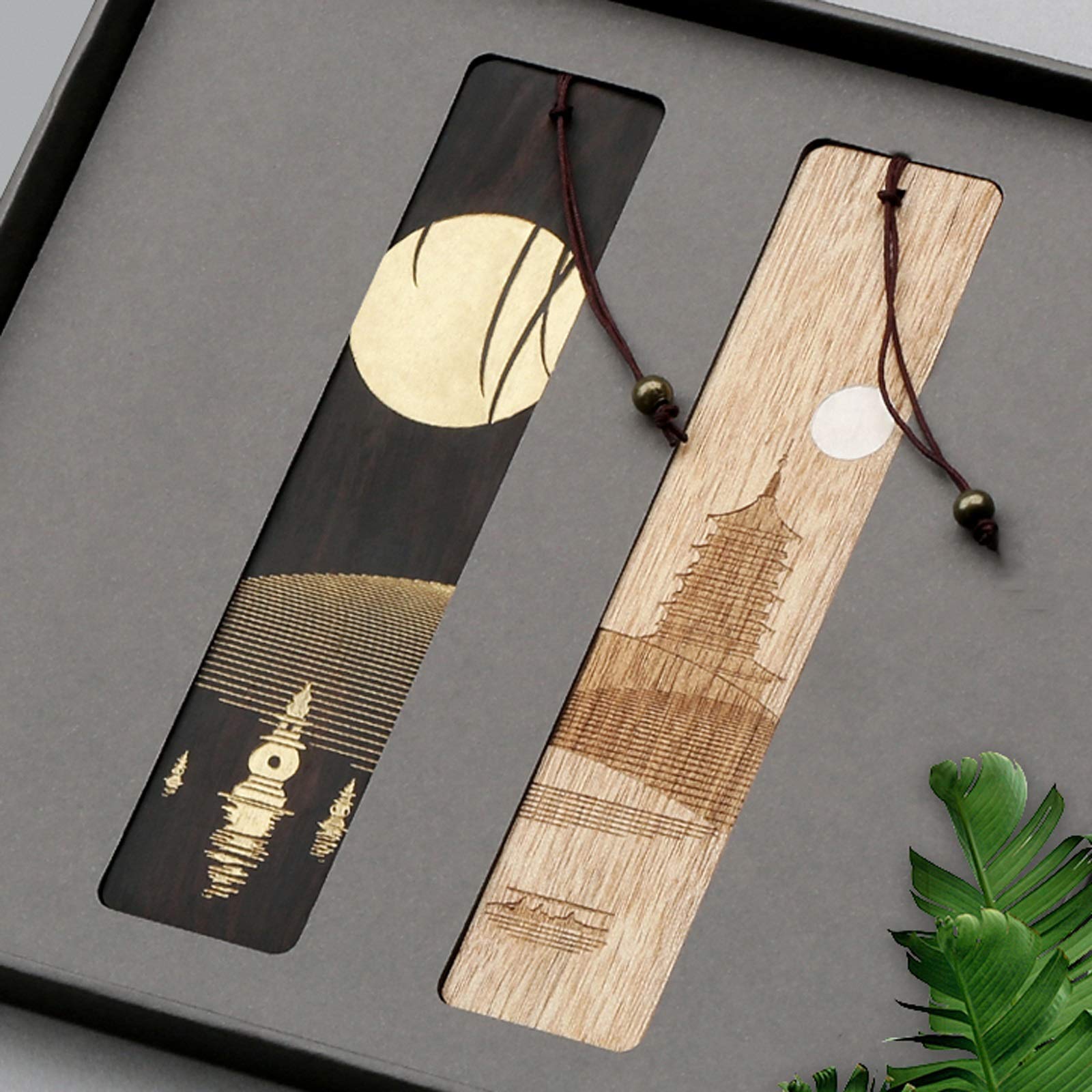Marque Pages Bookmarks en Bois Books à la Main en Bois Naturel Bookmark Set de 2 PCS est Un Cadeau Unique pour Les Enseignants Étudiants Hommes et Femmes Signets
