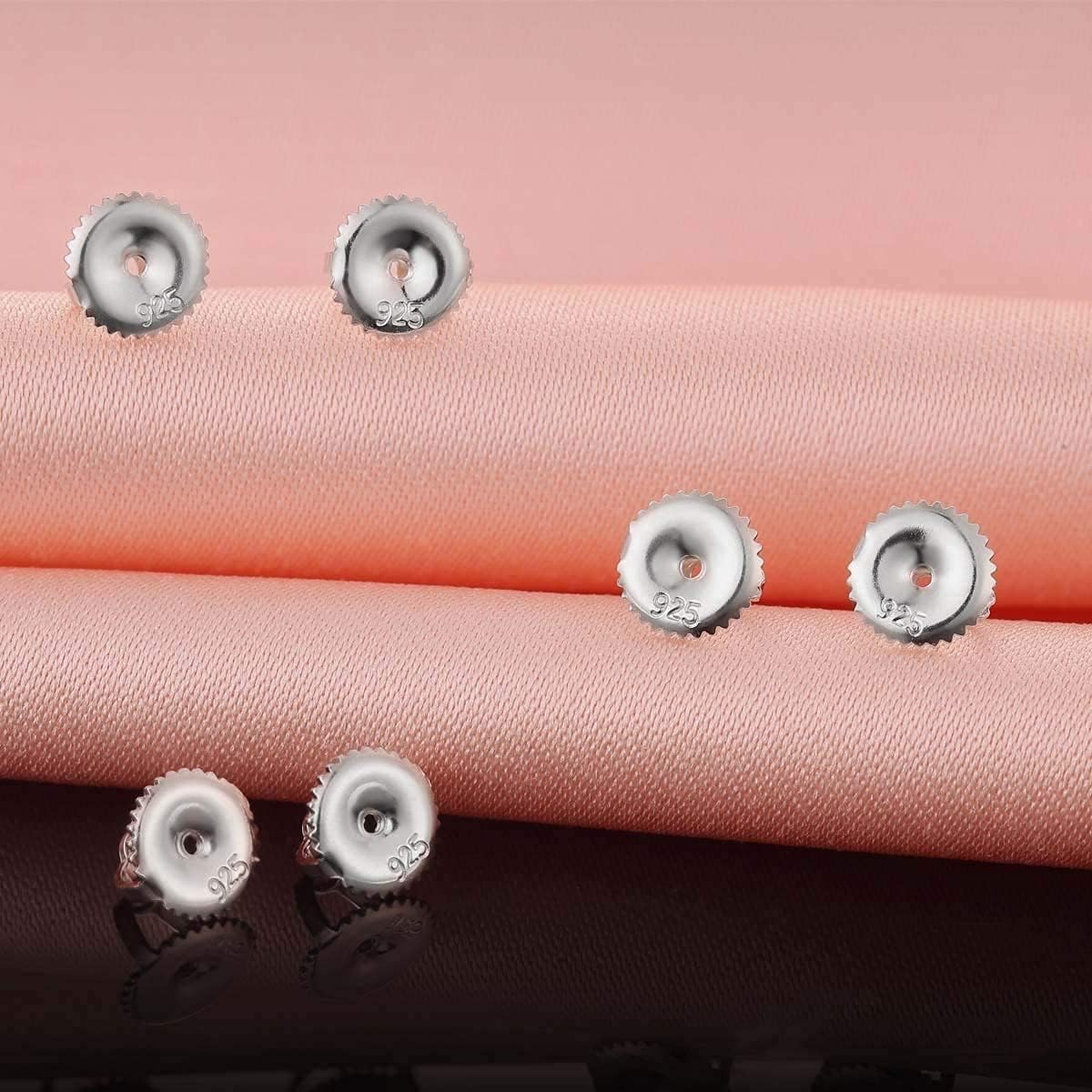 4 Pairs 14K Gold Plated Screw Earring Backs for Diamond Earrings, 925 Stering Silver Hypoallergenic Screw Backs Replacement, Secure Screw on Back Earrings for Women Fit for Threaded Post Sizes .032"