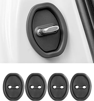 SCUARI 4PCS Car Door Lock Cover,Car Accessories Silicone Silent Car Door Slam Stopper,Universal Self-Adhesive Automotive Decorations&Protects Protector Cover for Cars,Suitable for Most Vehicle Black