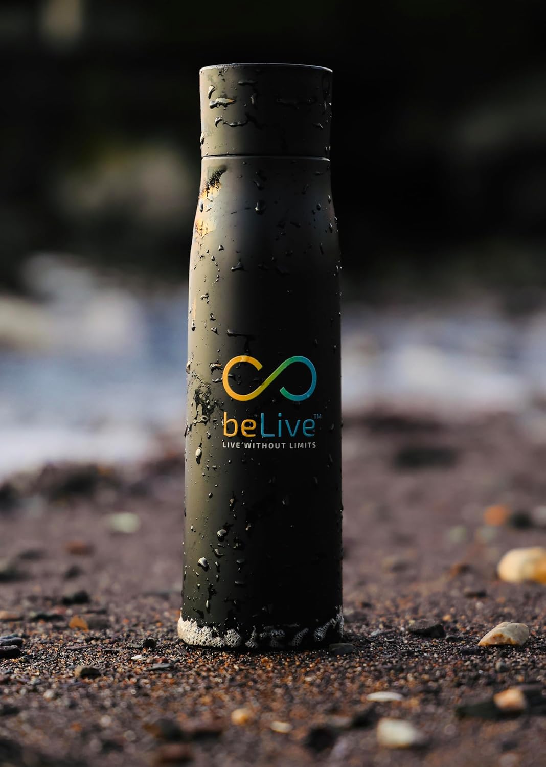 BeLive Smart Water Bottle, Black, Digital Hydration Tracking, Live Without Limits Collection