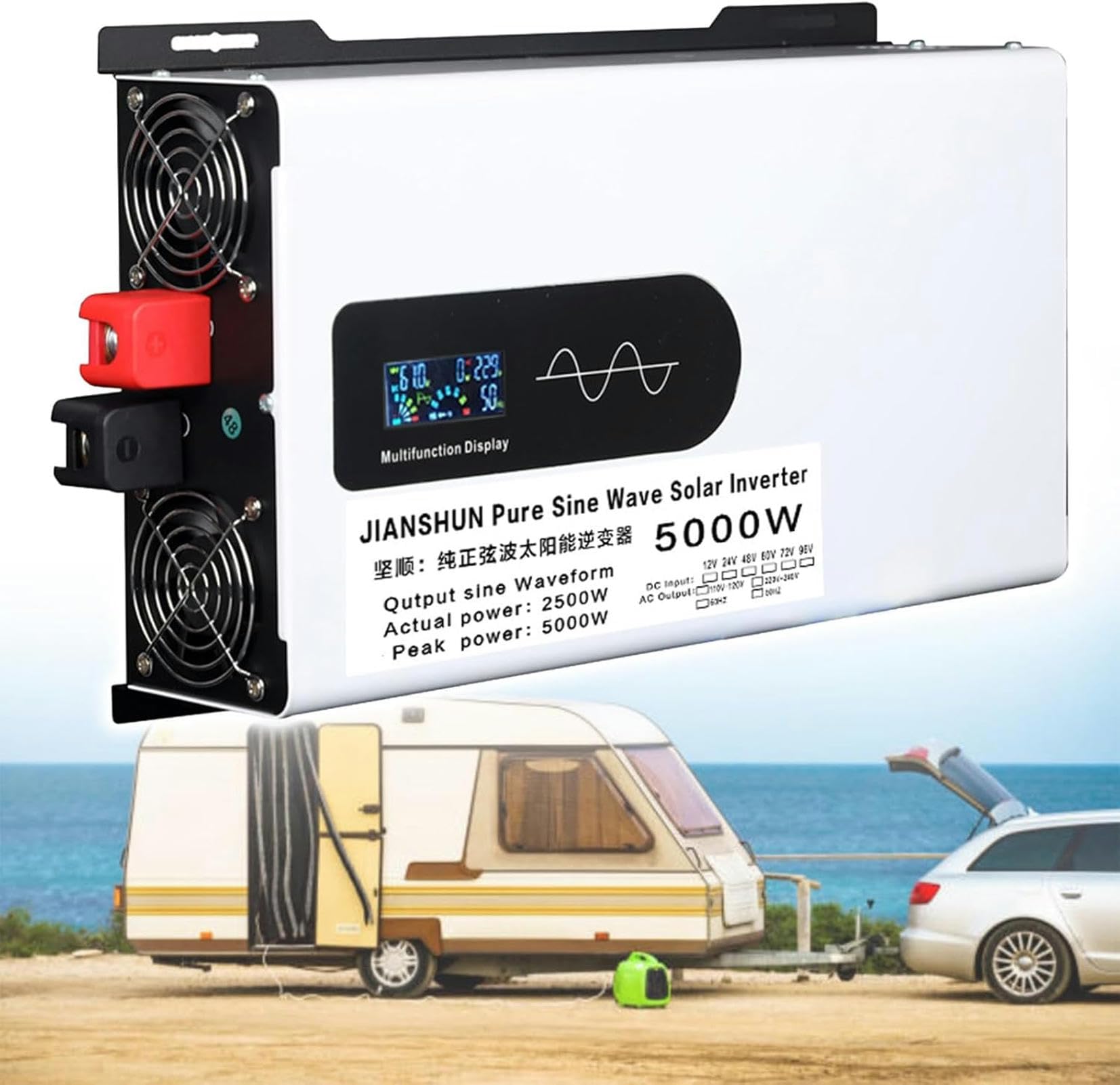 Onduleur de puissance d'onde sinusoïdale pure 5000W convertisseur de tension DC AC pour auto