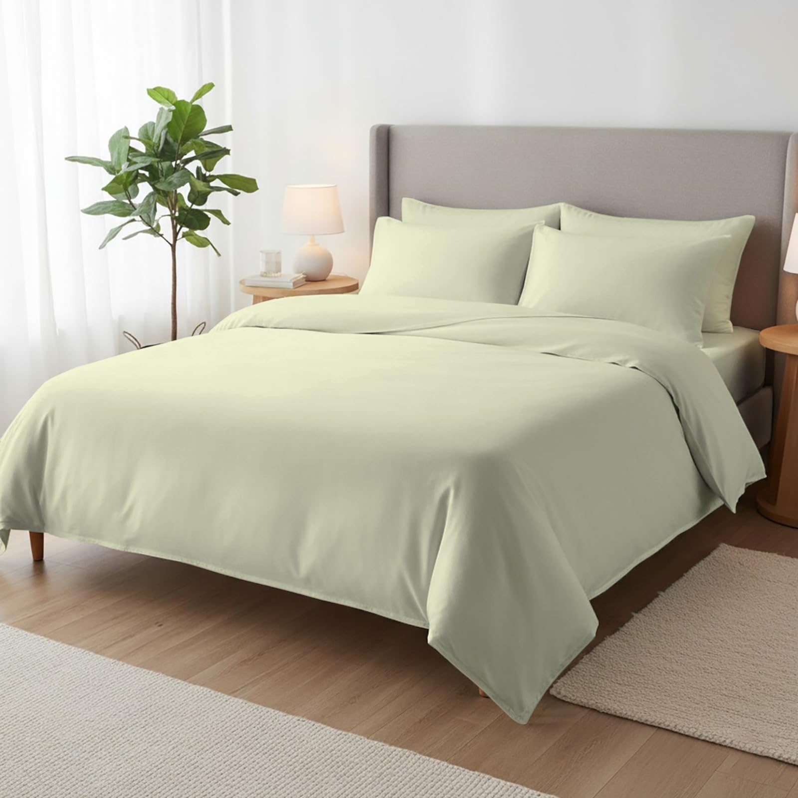 Dreema 4PCS Double Duvet Cover Set | Premium 100% Egyptian cotton 400 Thread Count | Double Bedding with 25cm Deep Fitted Sheet & 2 Pillowcases | Soft, Durable & All-Season Comfort