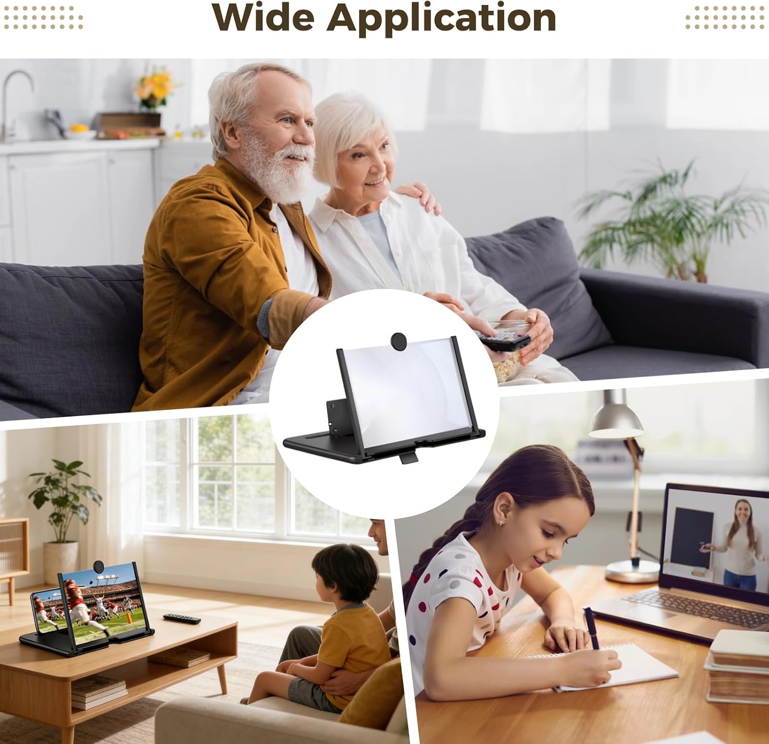 10'' Screen Magnifier for Smartphone, Pull Out Phone Screen Amplifier Enlarger with Acrylic Lens, Eye-Caring Desktop Phone Magnifying Screen with Raised Base Support Anti-Slip