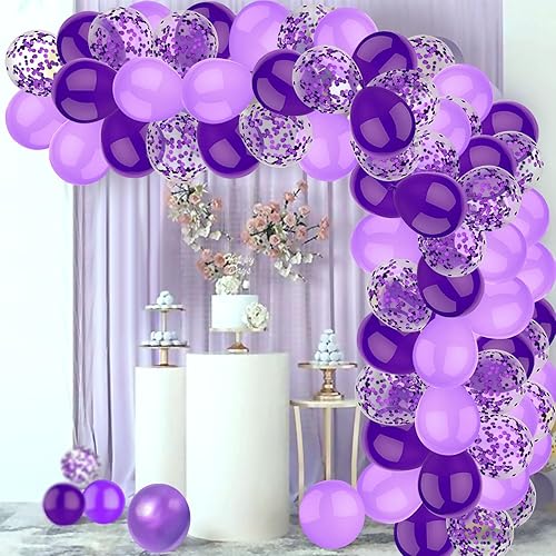 Miniatura 3 de 60 globos morados de 12 pulgadas, globos degradados morados, globos de fiesta de cumpleaños morados para niñas y mujeres, cumpleaños, baby shower,