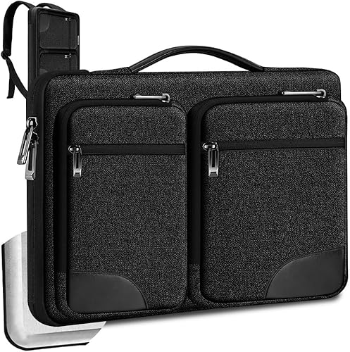 Miniatura 9 de Hseok Funda para laptop de 15, 15.6, 16 pulgadas, con asa y correa oculta, compatible con MacBook Pro 15.4 16, maletín protector de PC de 360° con 4